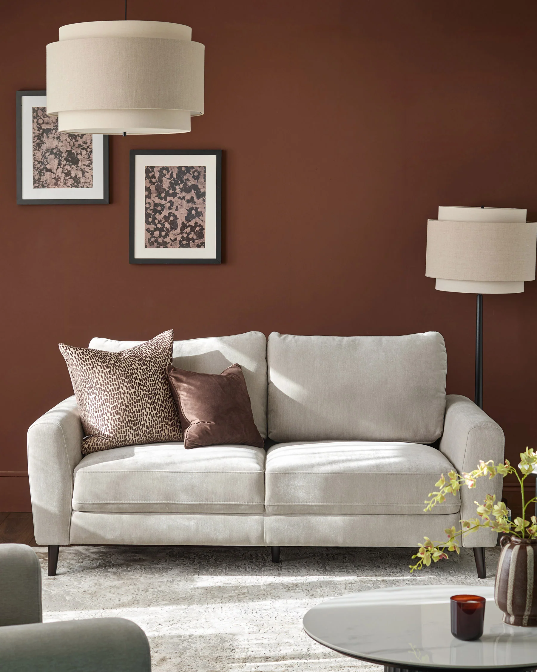 Jacob light grey fabric 3 seater sofa