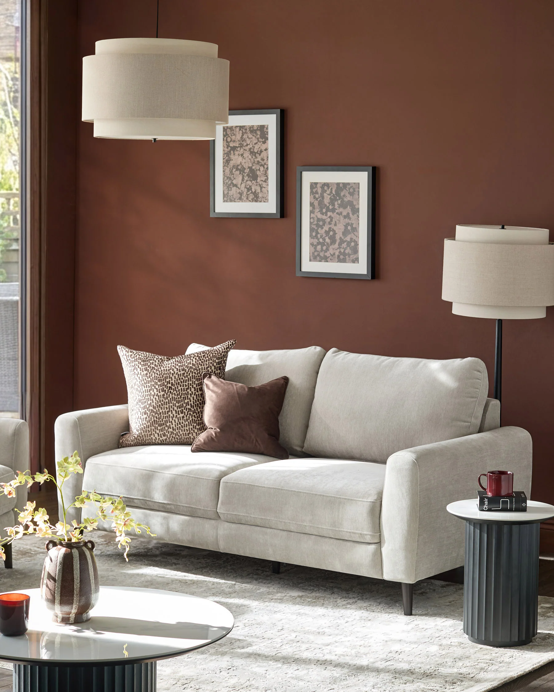 Jacob light grey fabric 3 seater sofa - Image 2