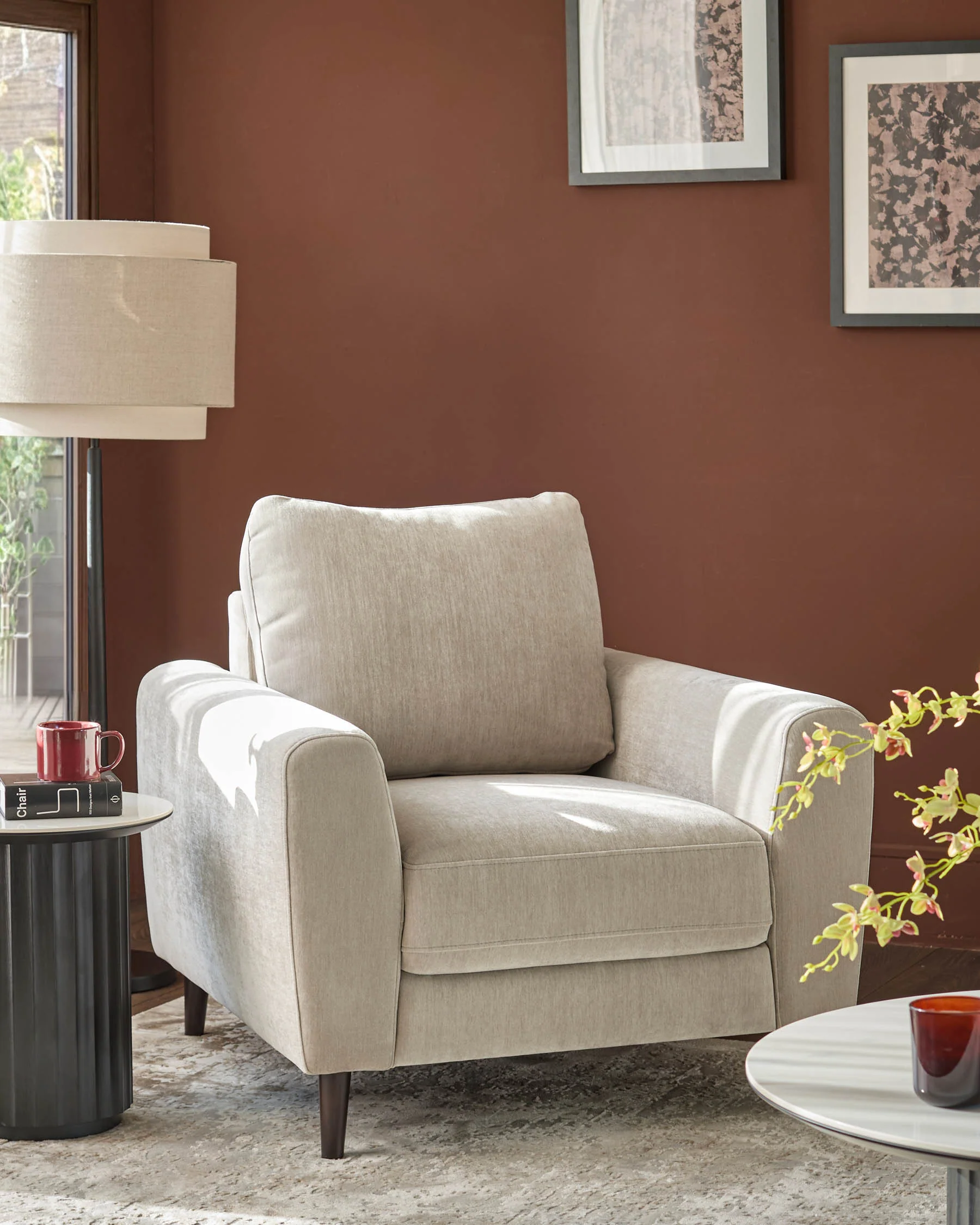 Jacob light grey fabric armchair