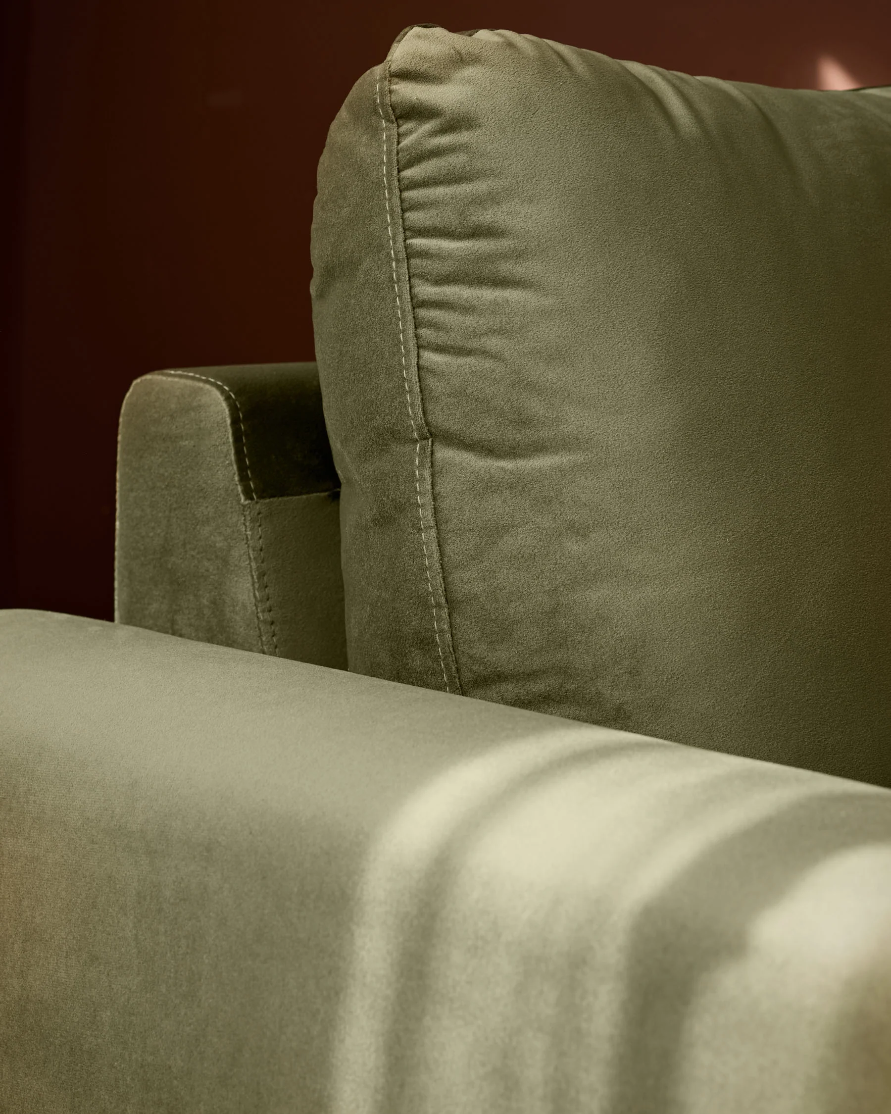 Jacob olive green velvet dark wood armchair - Image 5