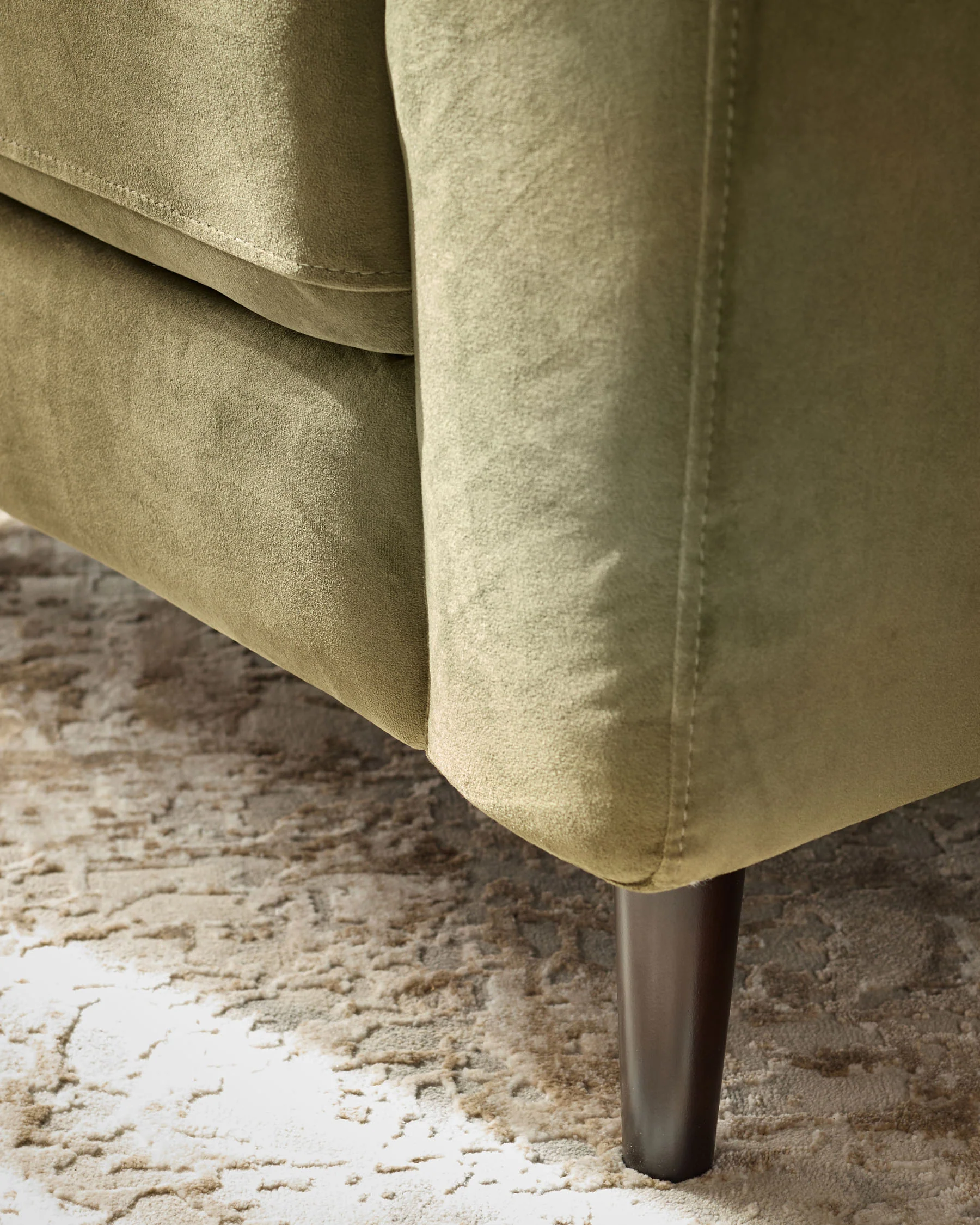 Jacob olive green velvet dark wood armchair - Image 6