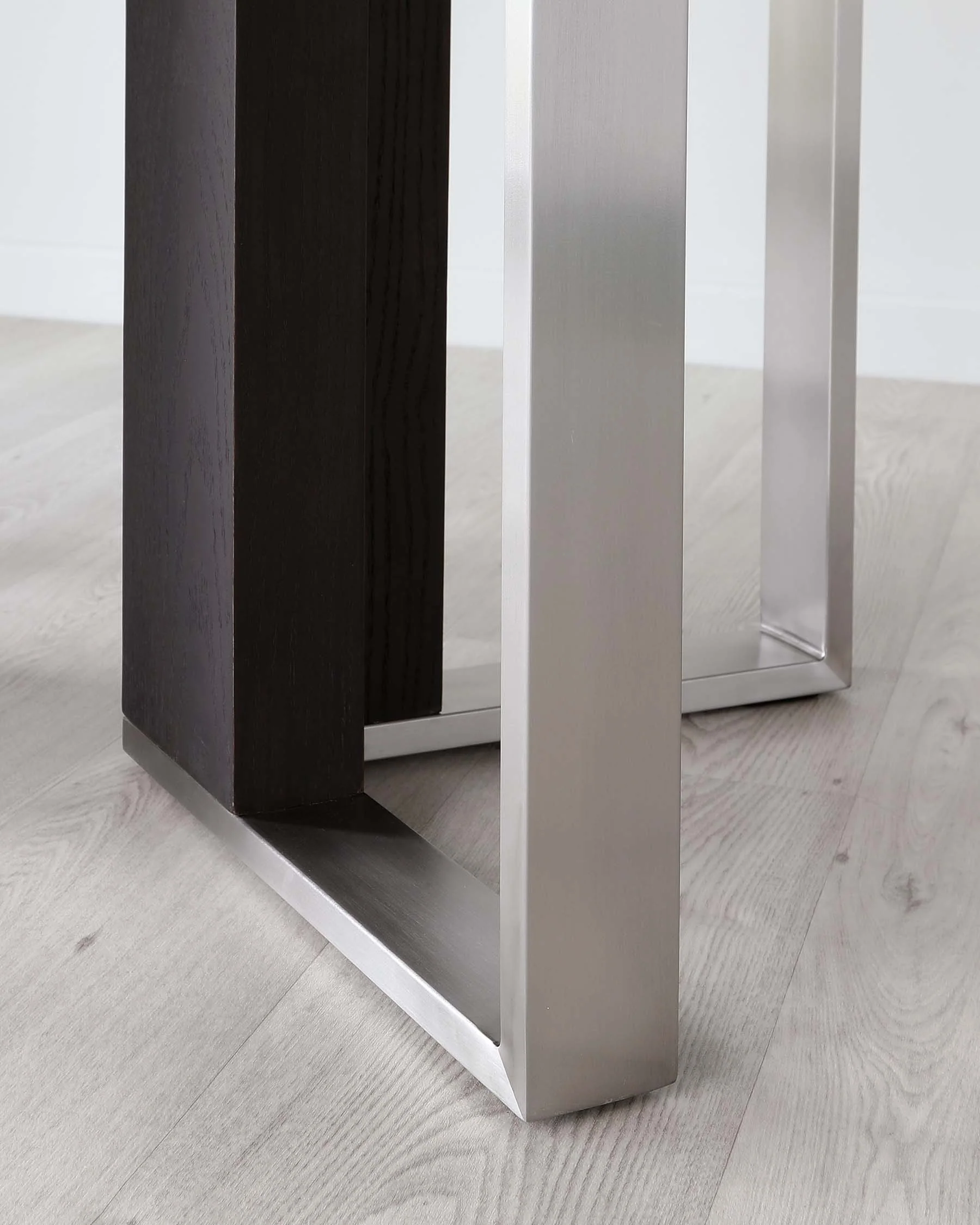 Jonah Dark Oak With Brushed Stainless Steel 6 Seater Dining Table - Image 10
