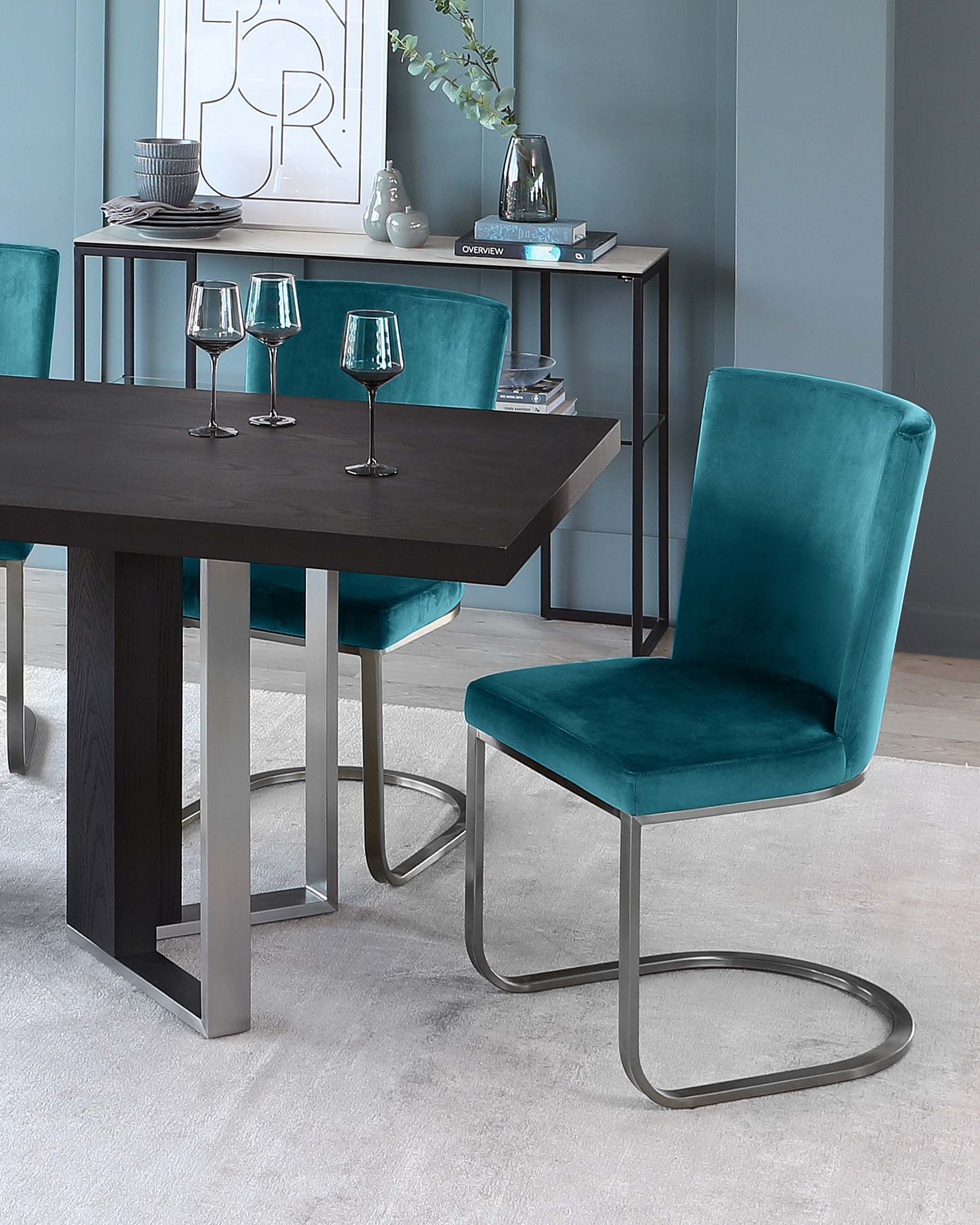 Jonah Dark Oak With Brushed Stainless Steel 6 Seater Dining Table - Image 3