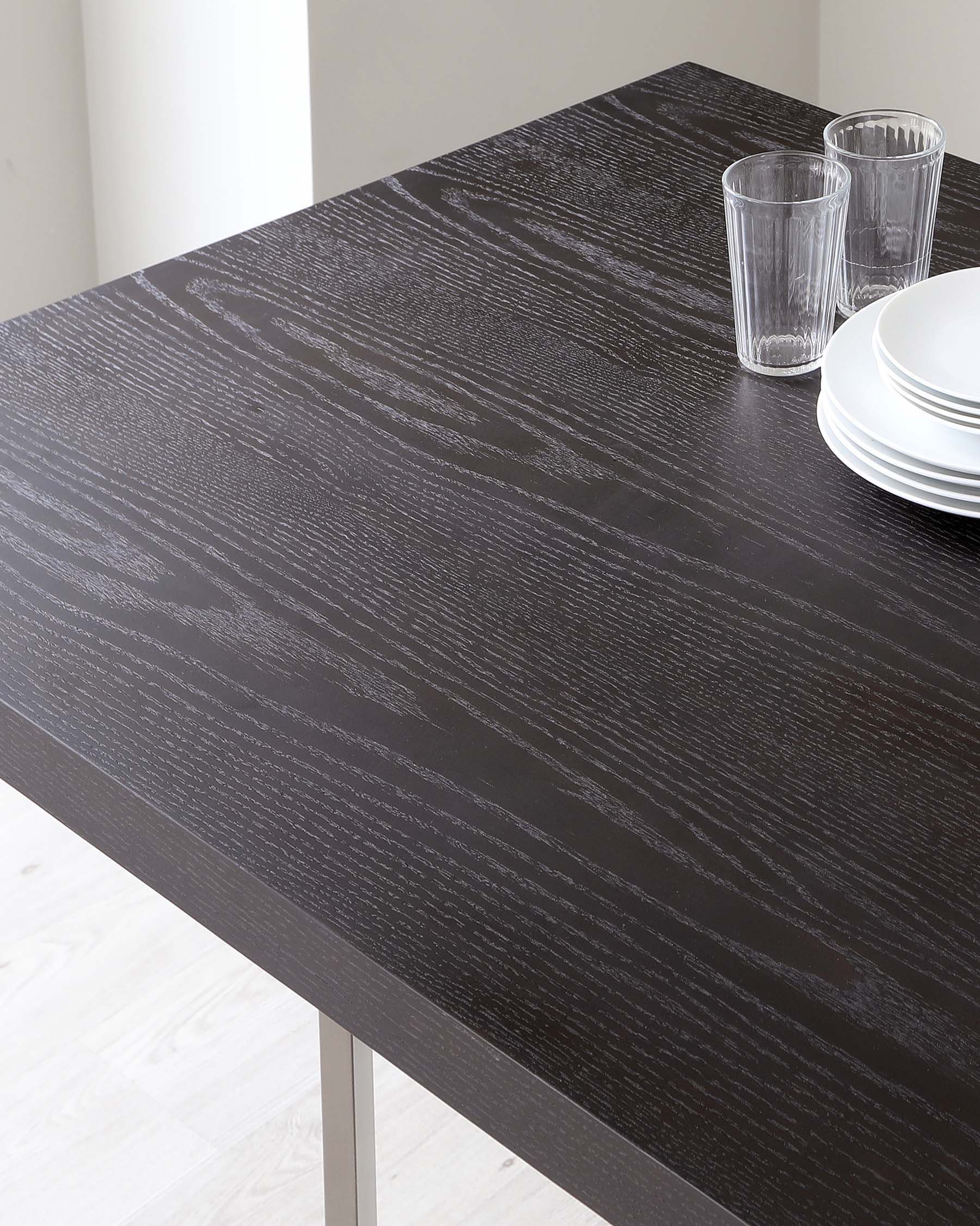 Jonah Dark Oak With Brushed Stainless Steel 6 Seater Dining Table - Image 5