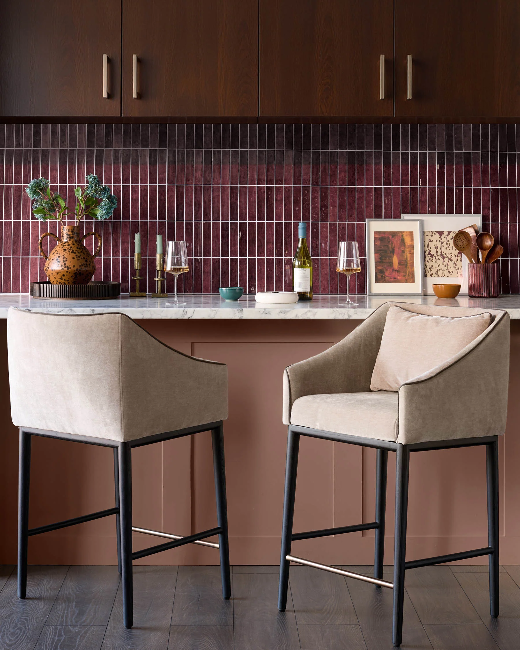Julep champagne fabric bar stool - Image 4