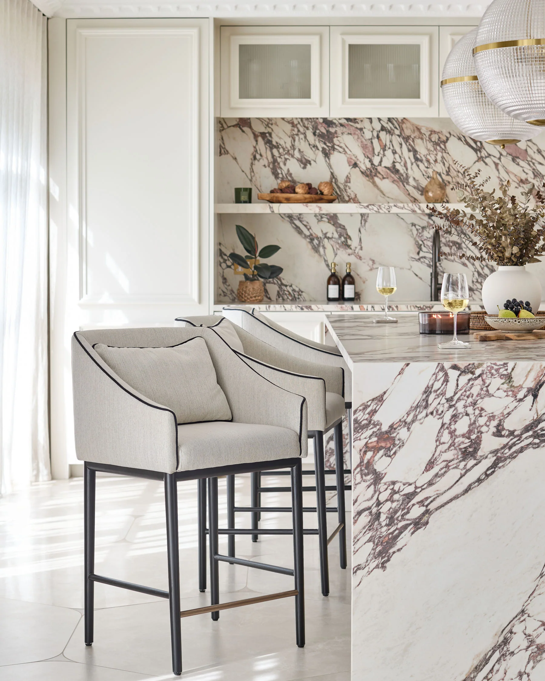 Julep ivory dual tone fabric bar stool - Image 2