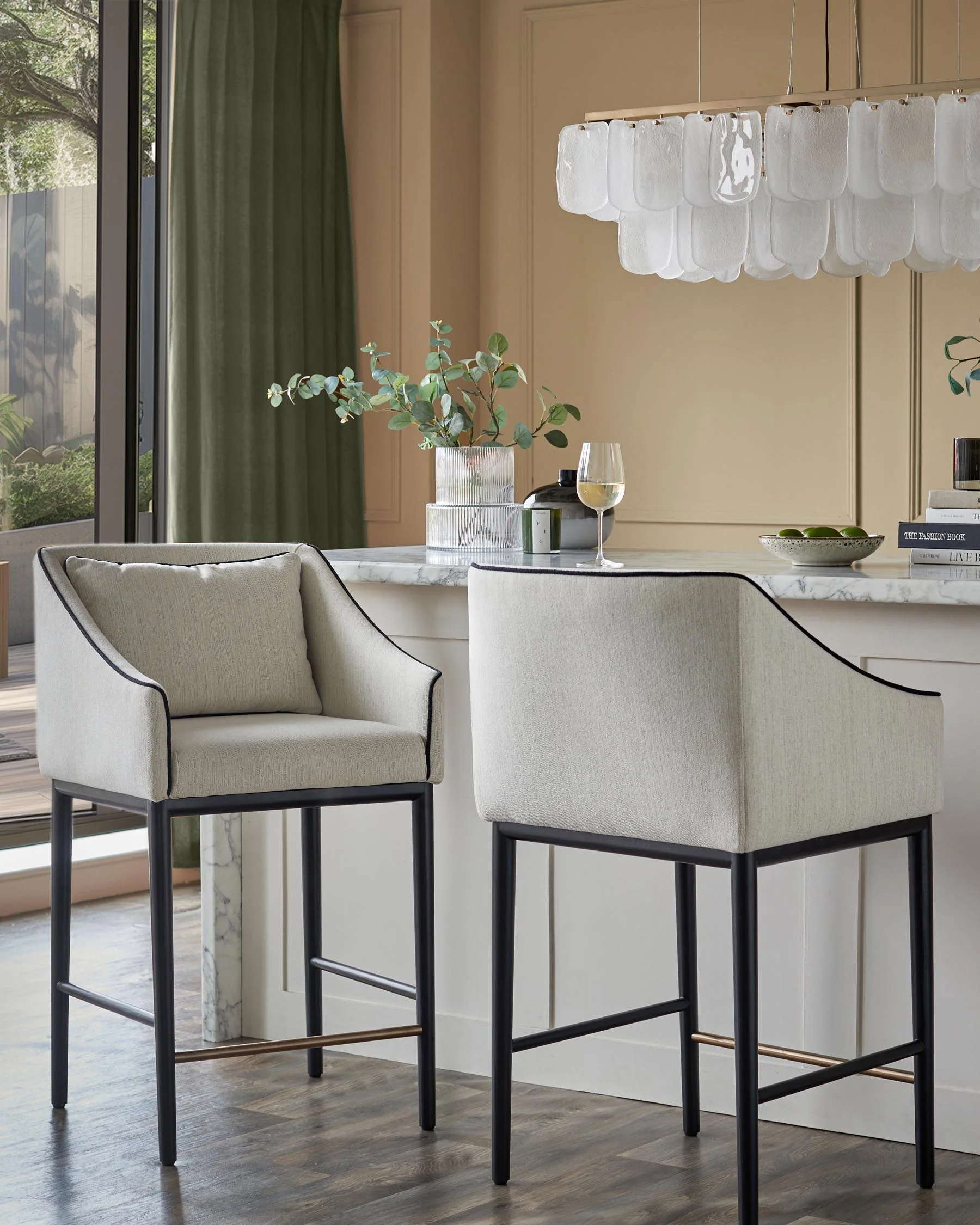 Julep ivory dual tone fabric bar stool - Image 4