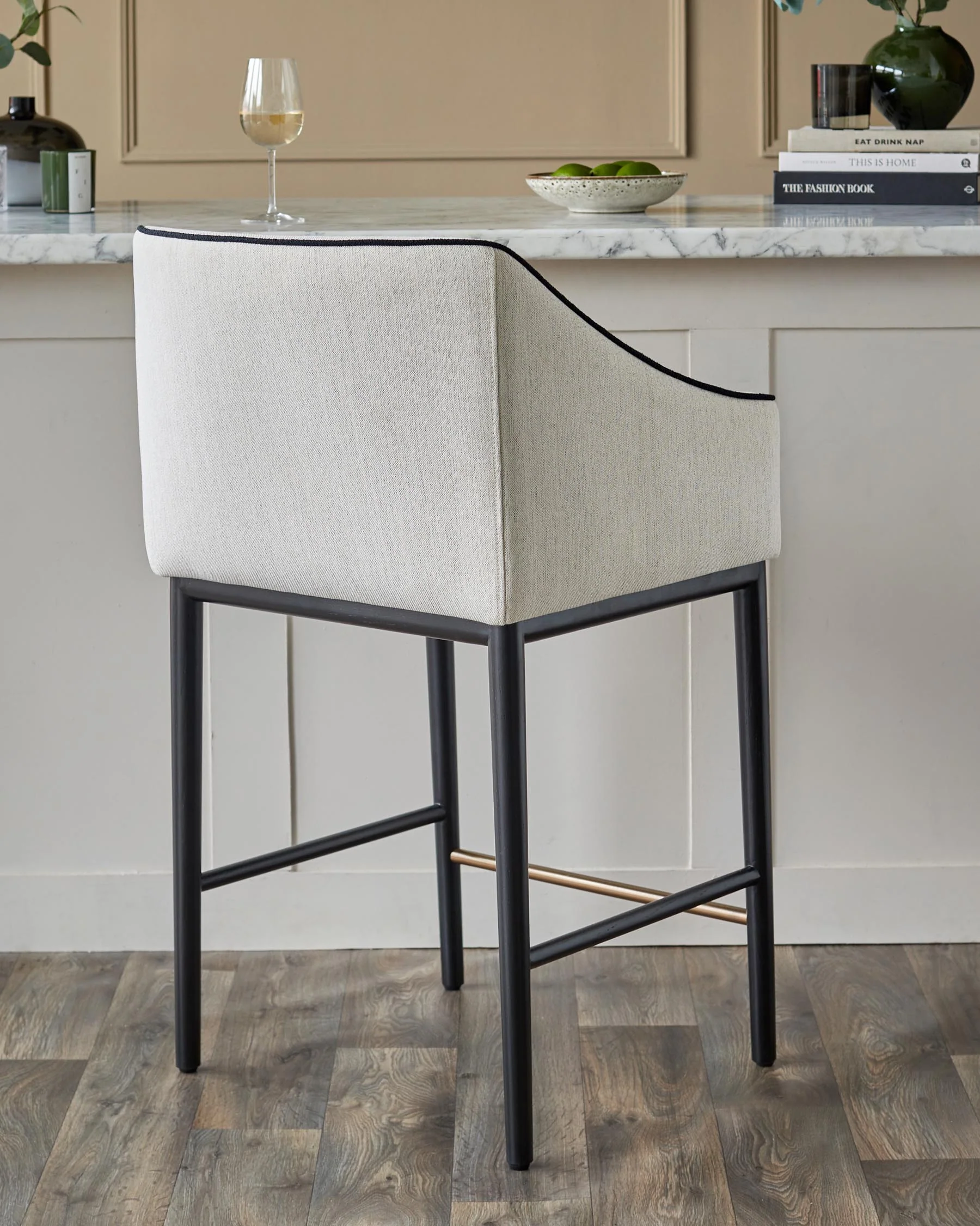 Julep ivory dual tone fabric bar stool - Image 7