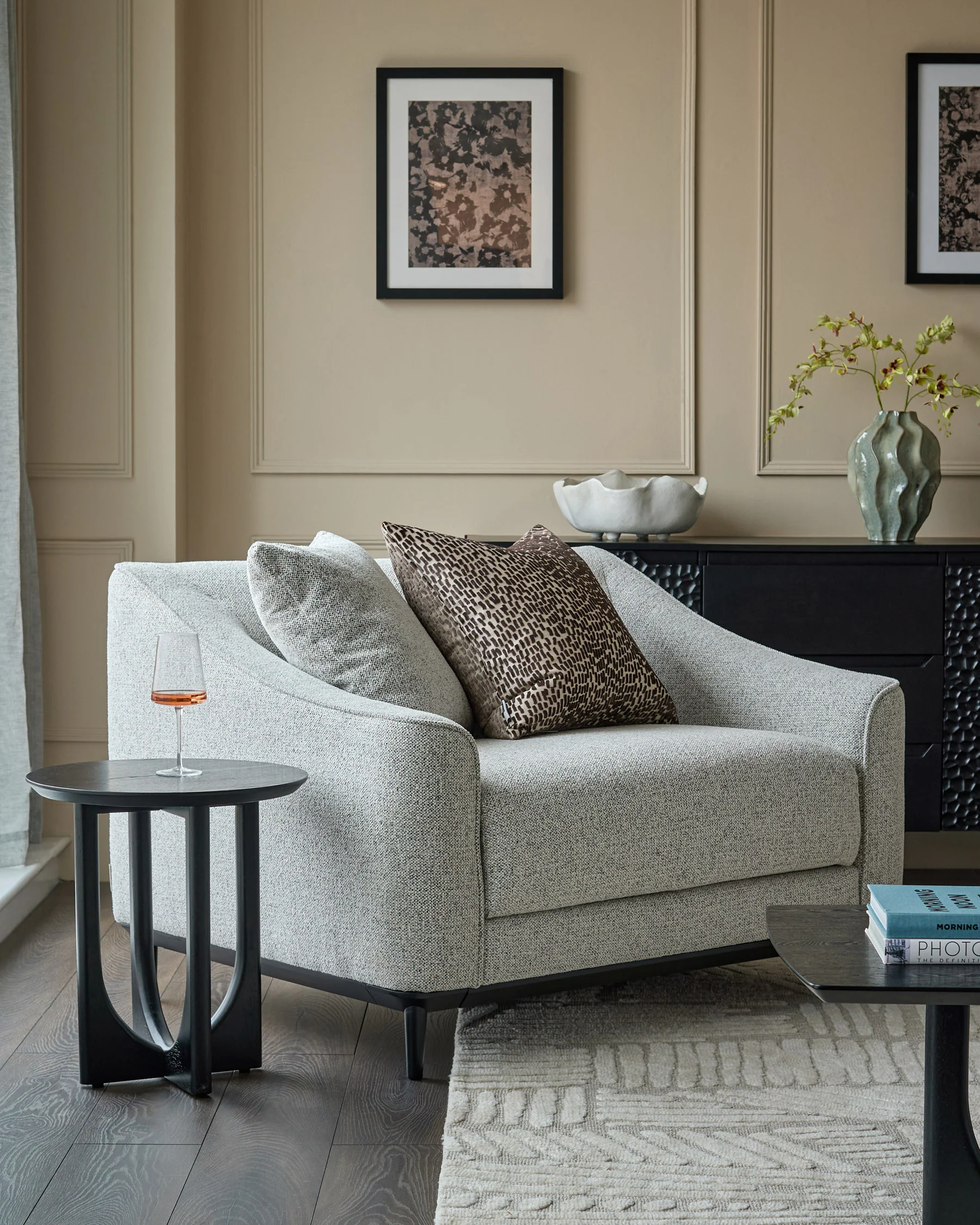 Julep grey fabric love seat