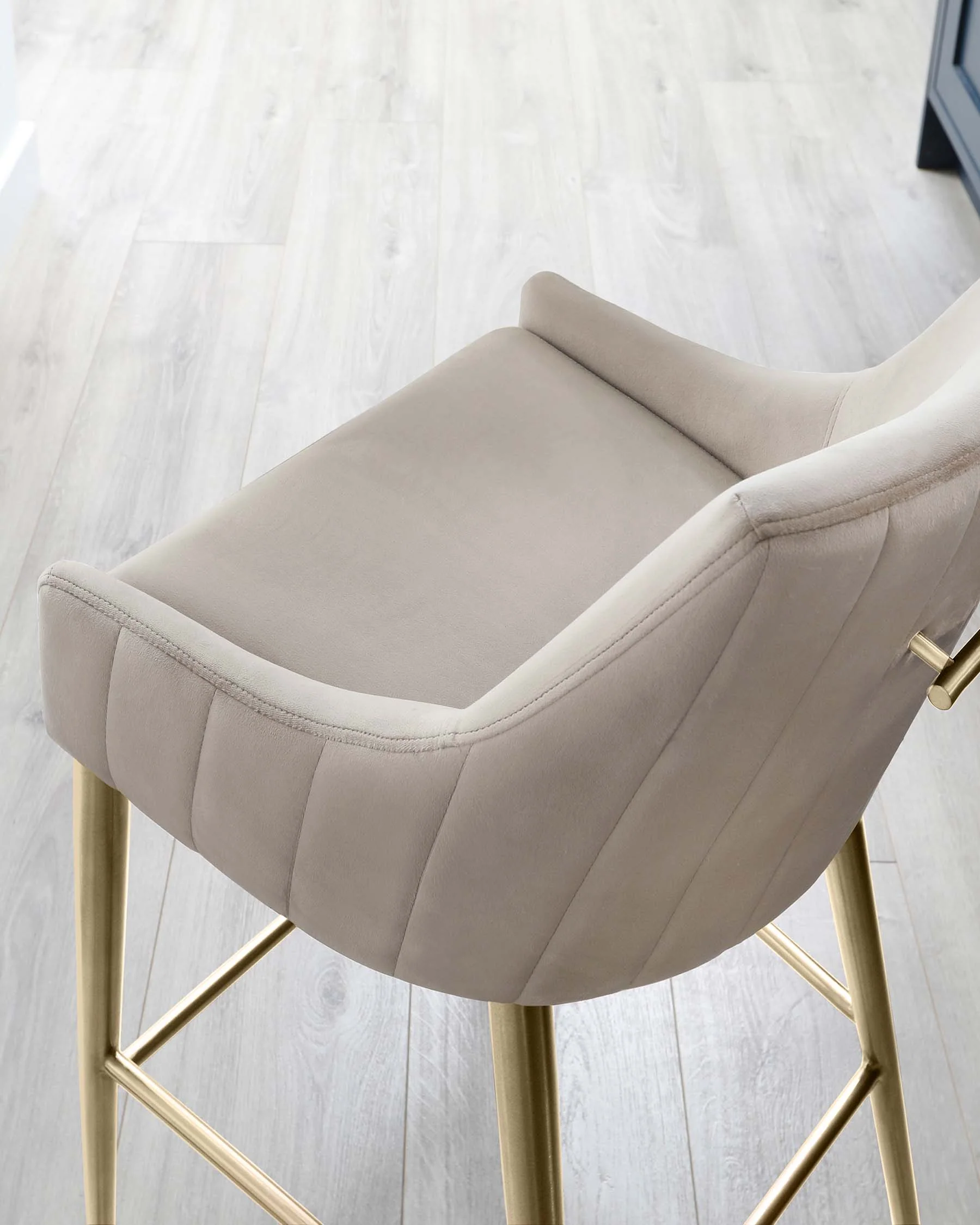Juliana Champagne Velvet With Brushed Brass Bar Stool - Image 6