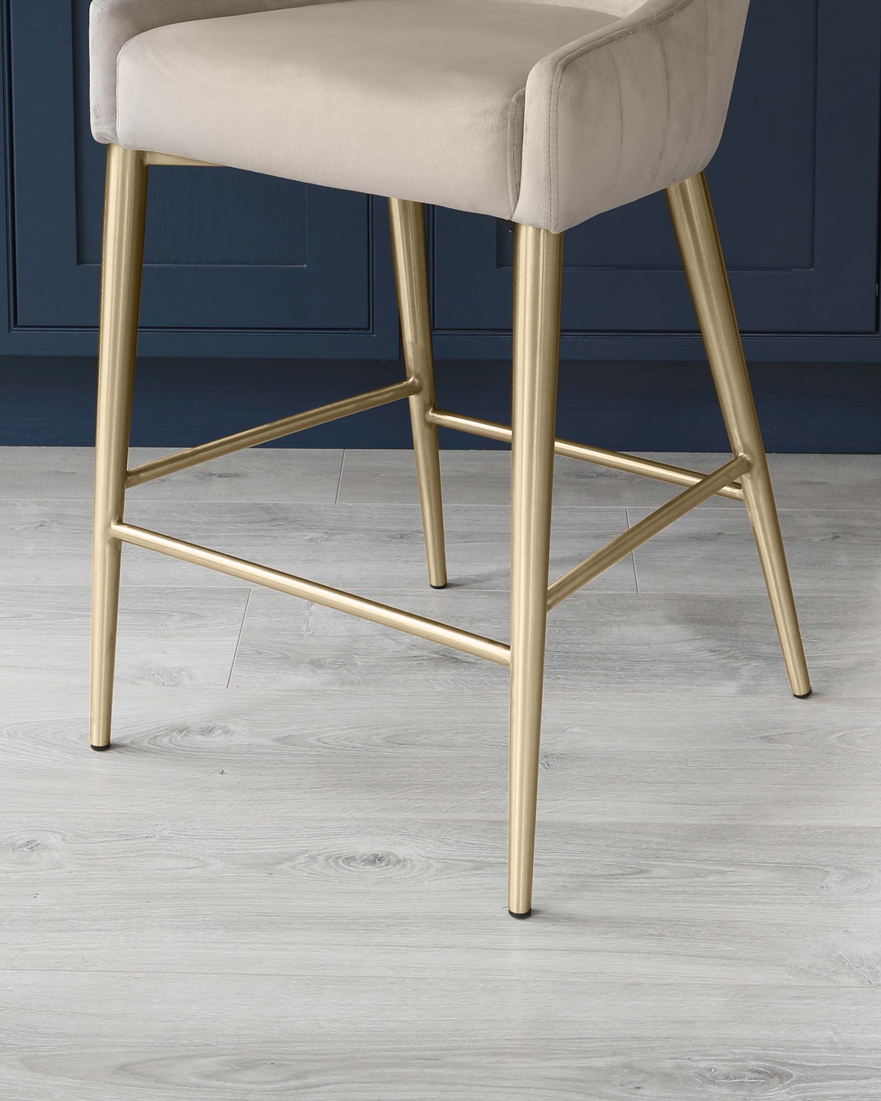 Juliana Champagne Velvet With Brushed Brass Bar Stool - Image 7