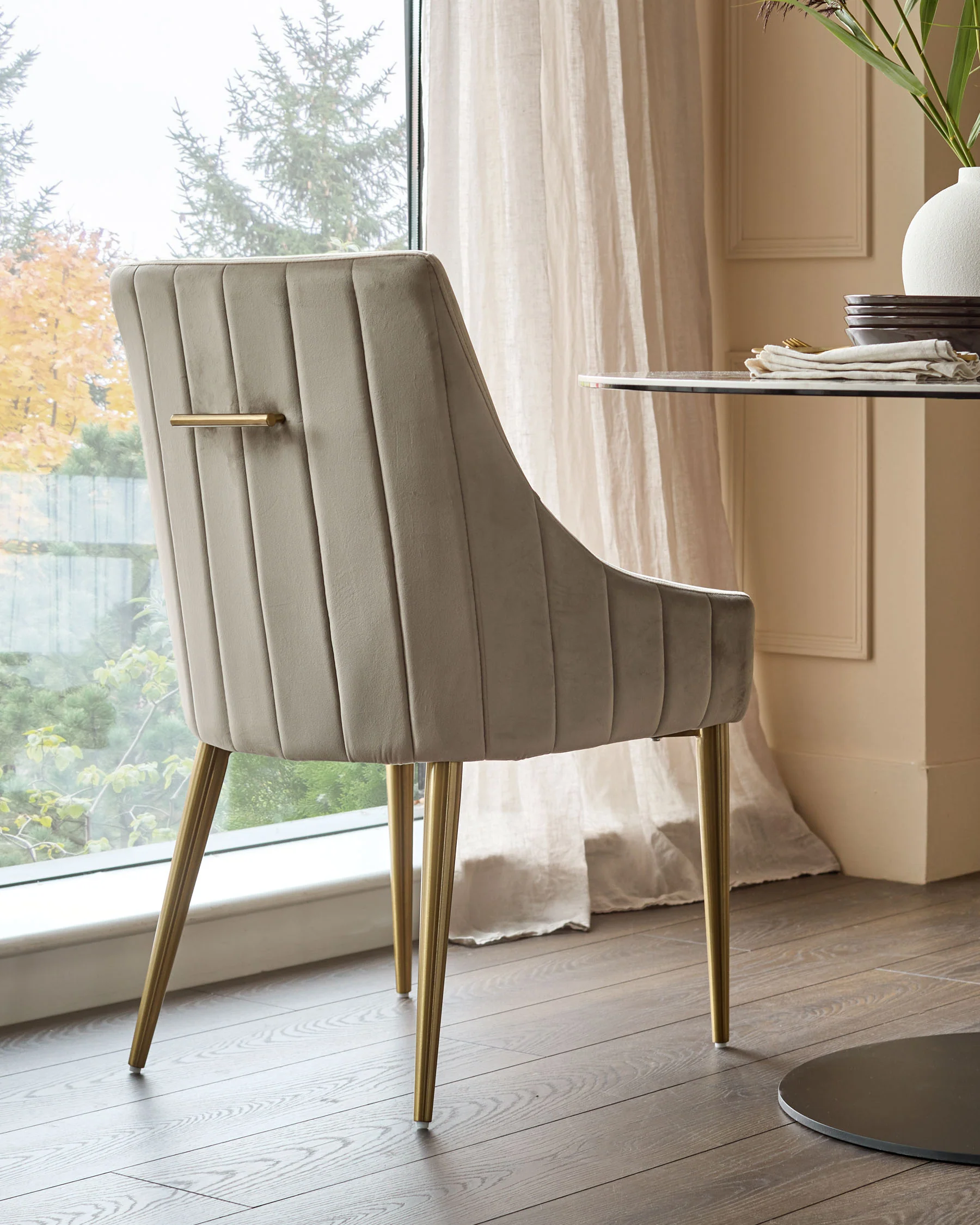 Juliana champagne velvet dining chair - Image 5