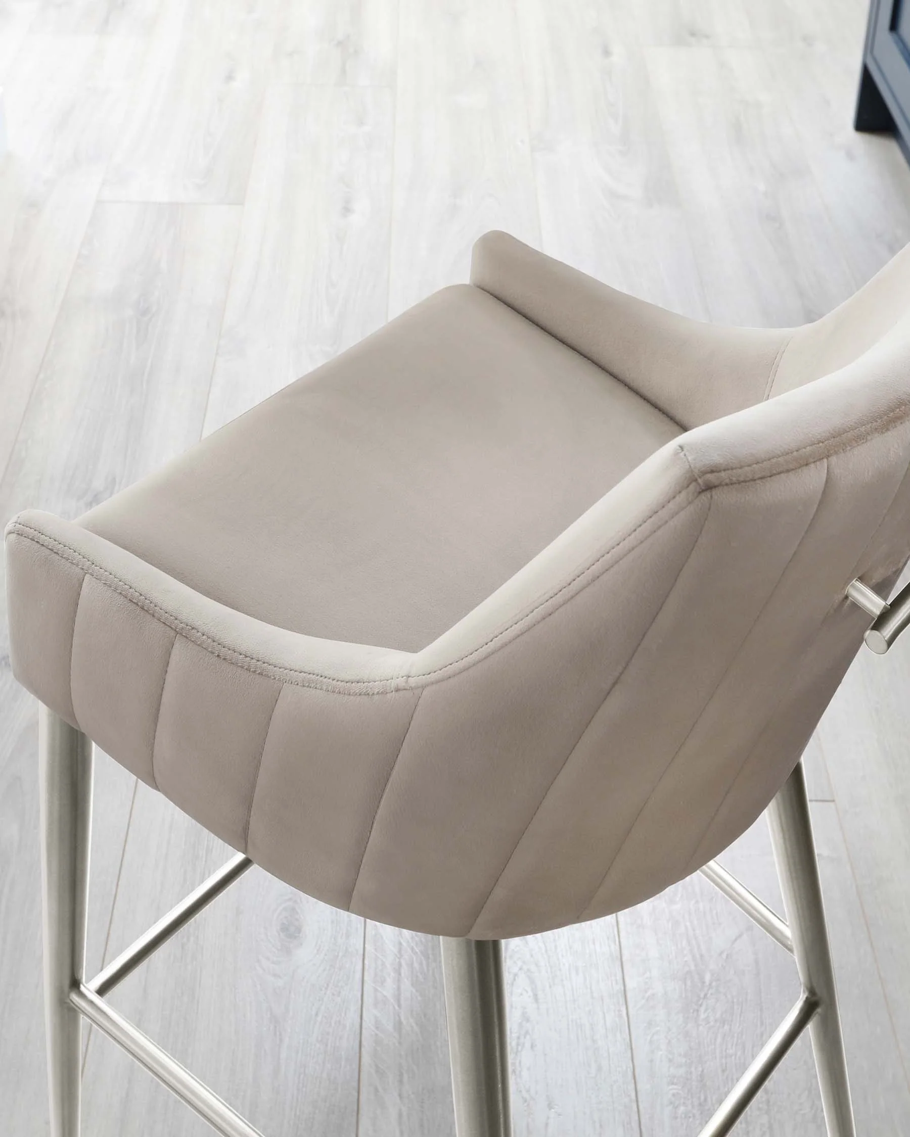 Juliana Champagne Velvet With Stainless Steel Bar Stool - Image 7