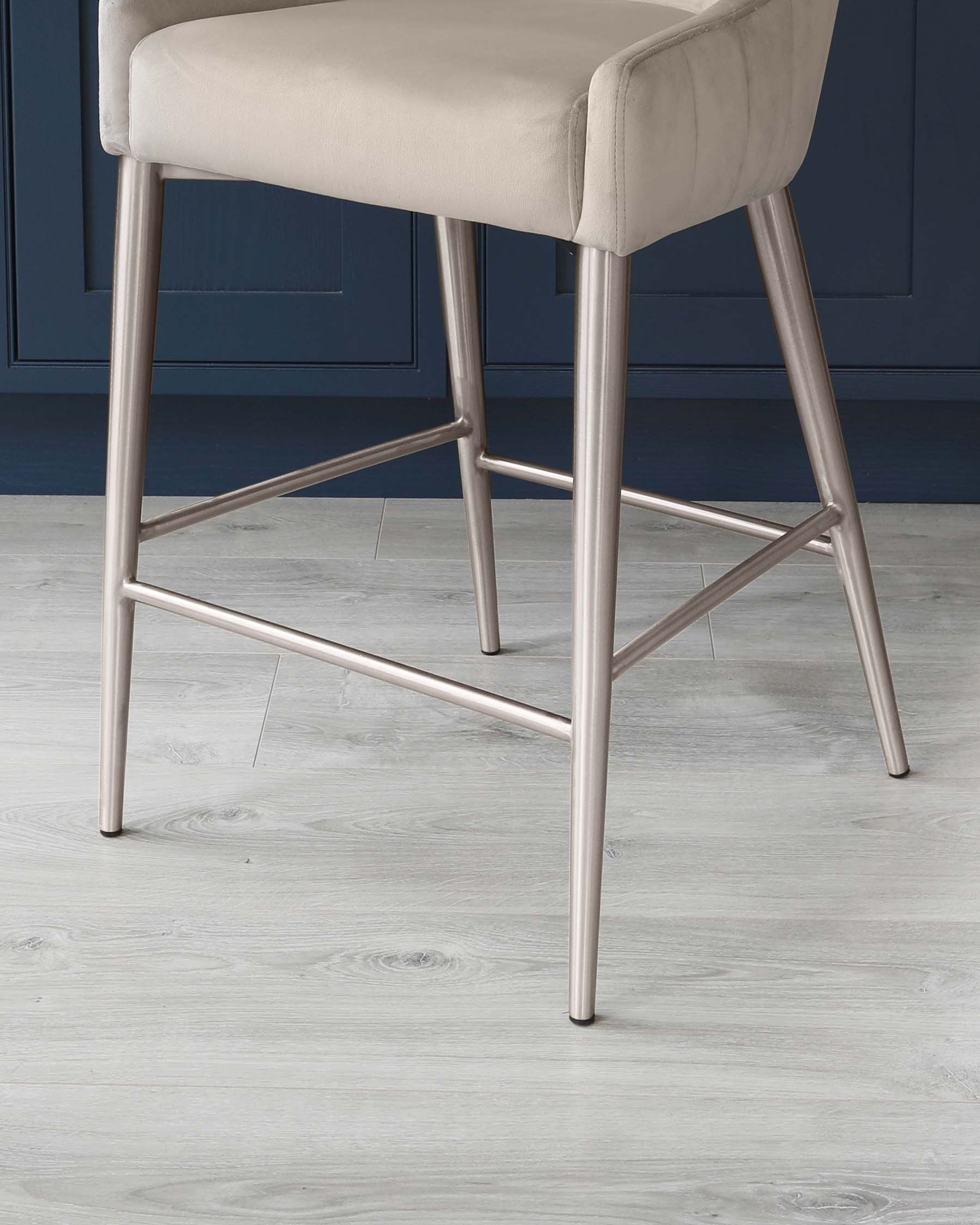 Juliana Champagne Velvet With Stainless Steel Bar Stool - Image 8
