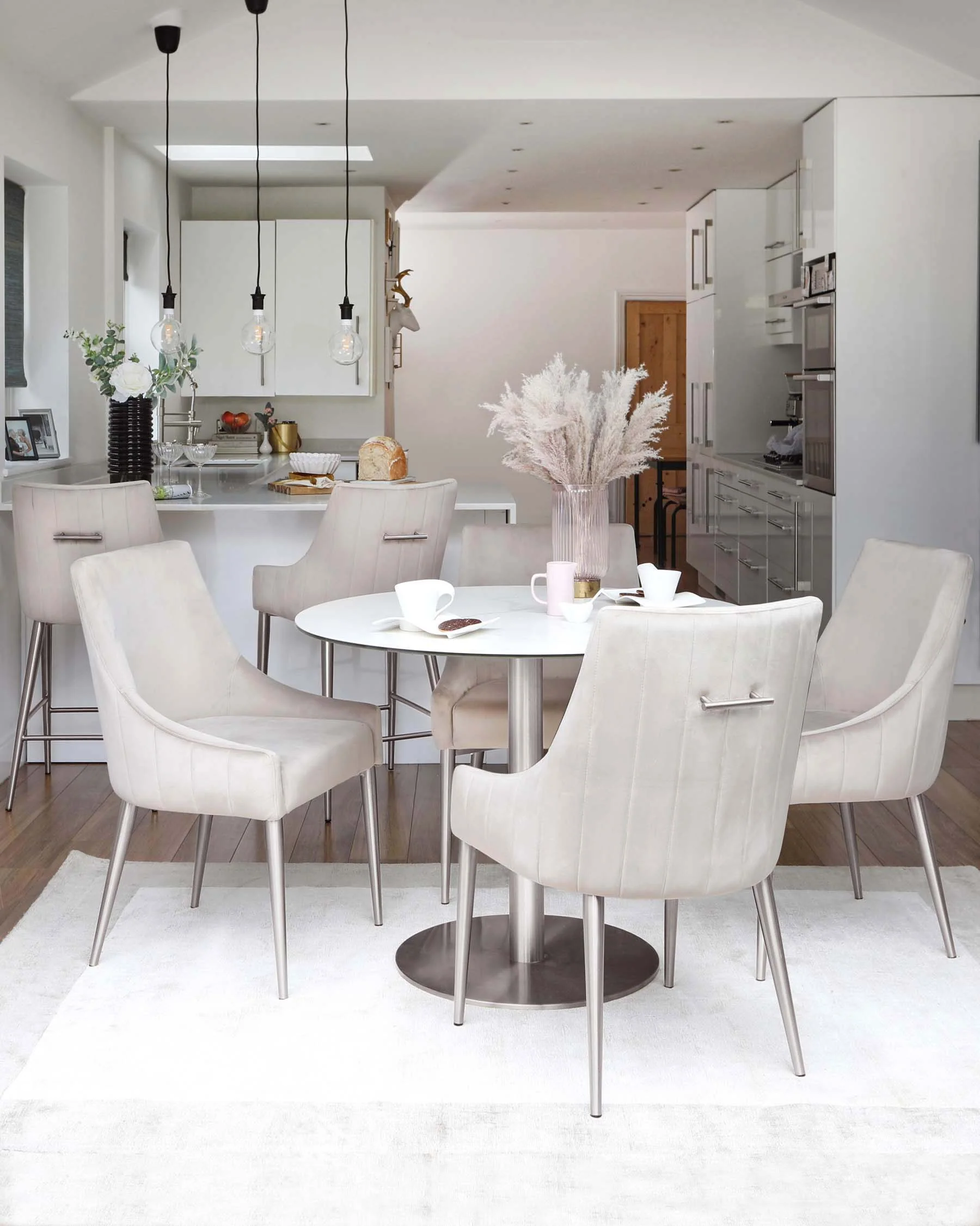 Juliana Champagne Velvet With Stainless Steel Bar Stool - Image 9