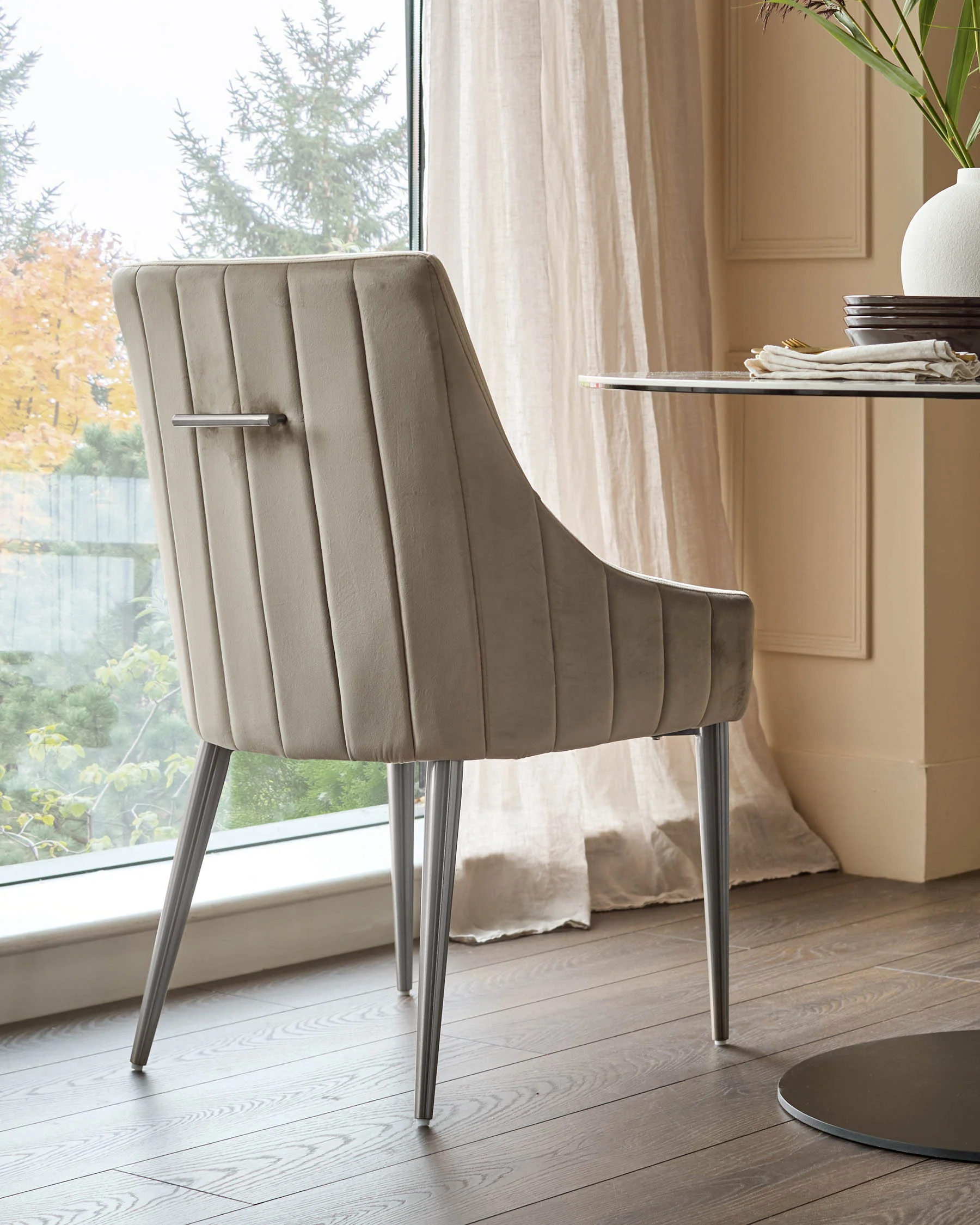 Juliana Champagne Velvet With Stainless Steel Dining Chair - Image 3