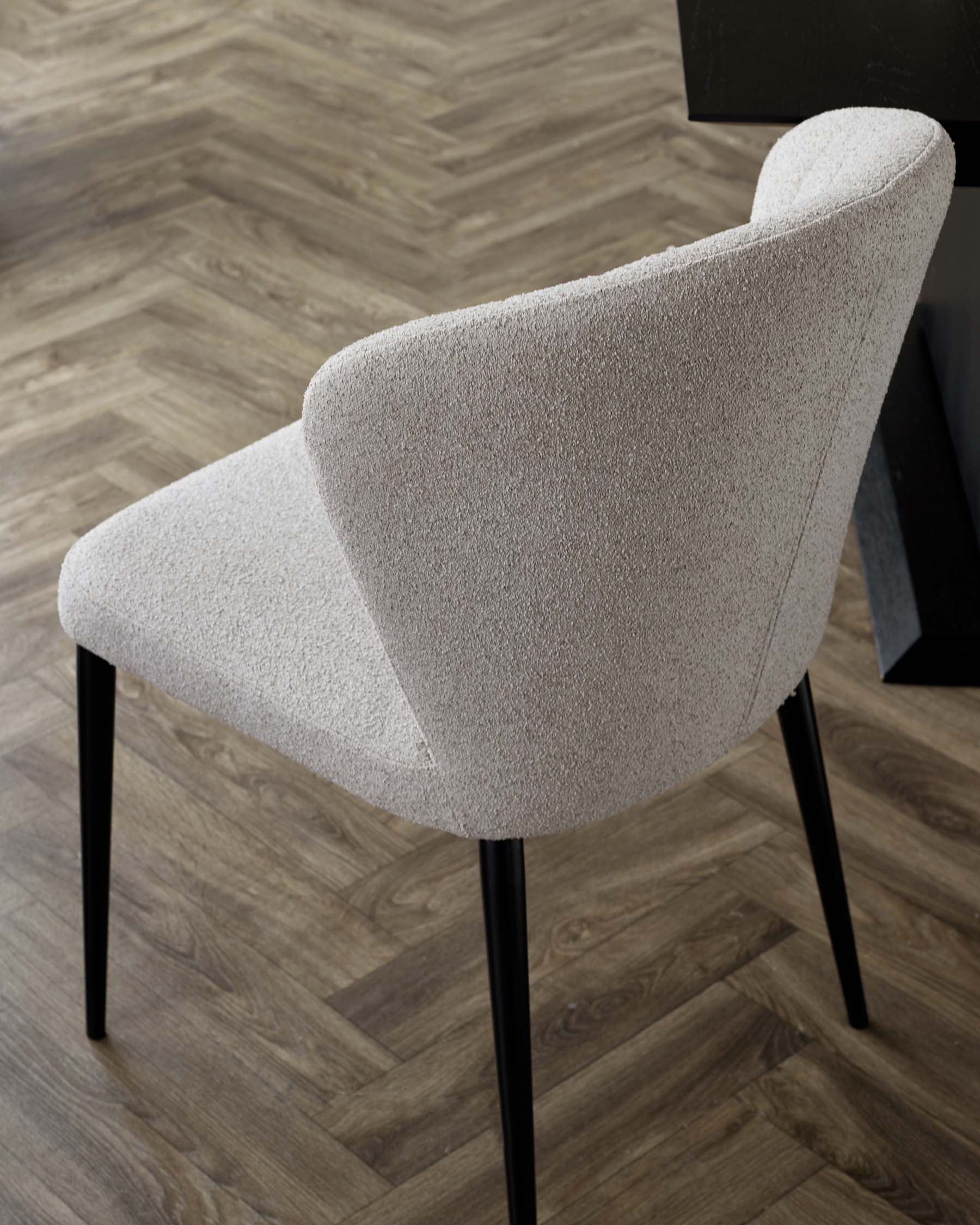 Kai 6-8 Black Wood Dining Table with 6 Harper II Warm Grey Soft Touch Boucle Dining Chairs - Image 4