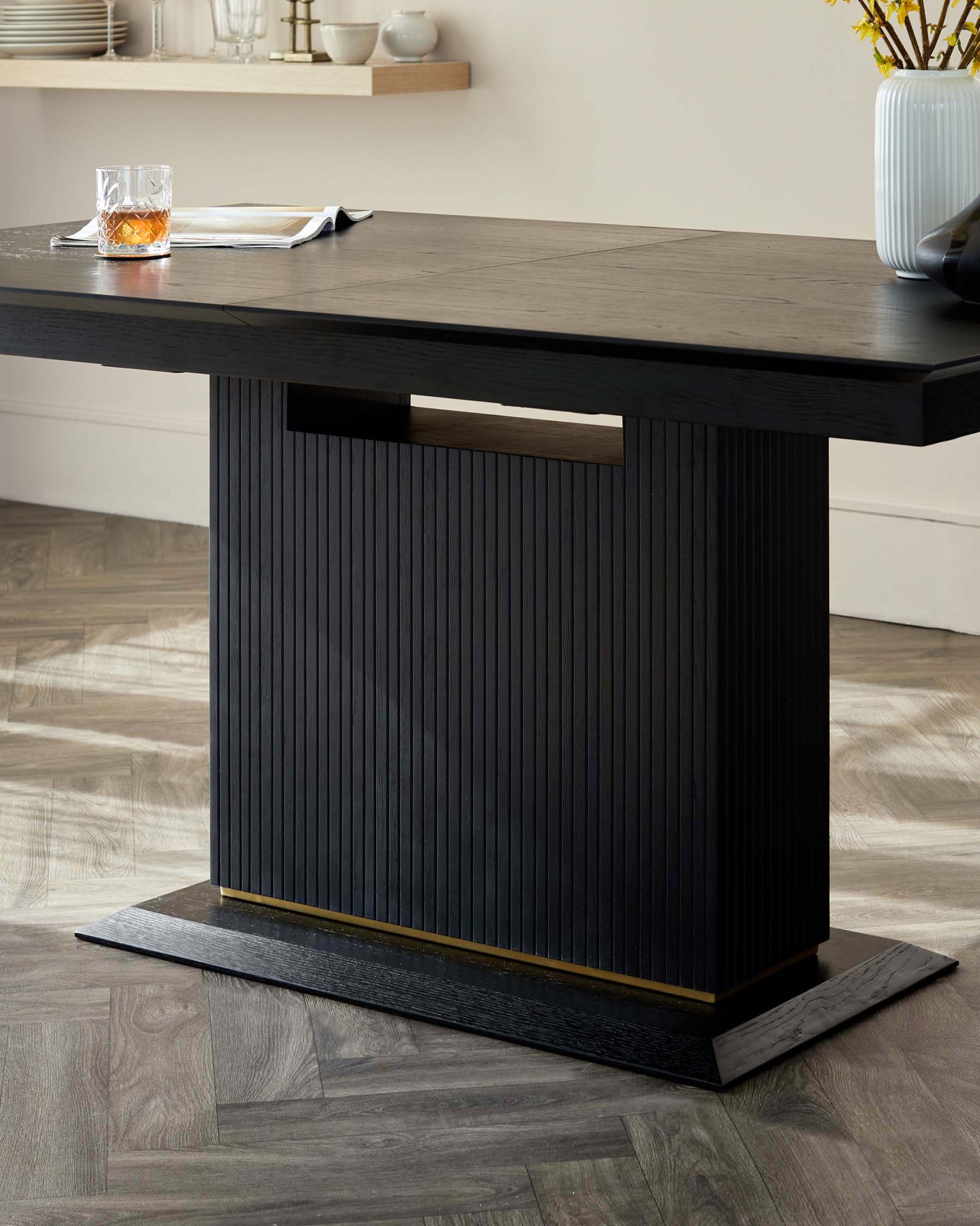 Kai Black Oak Extending 6 to 8 Seater Dining Table - Image 8