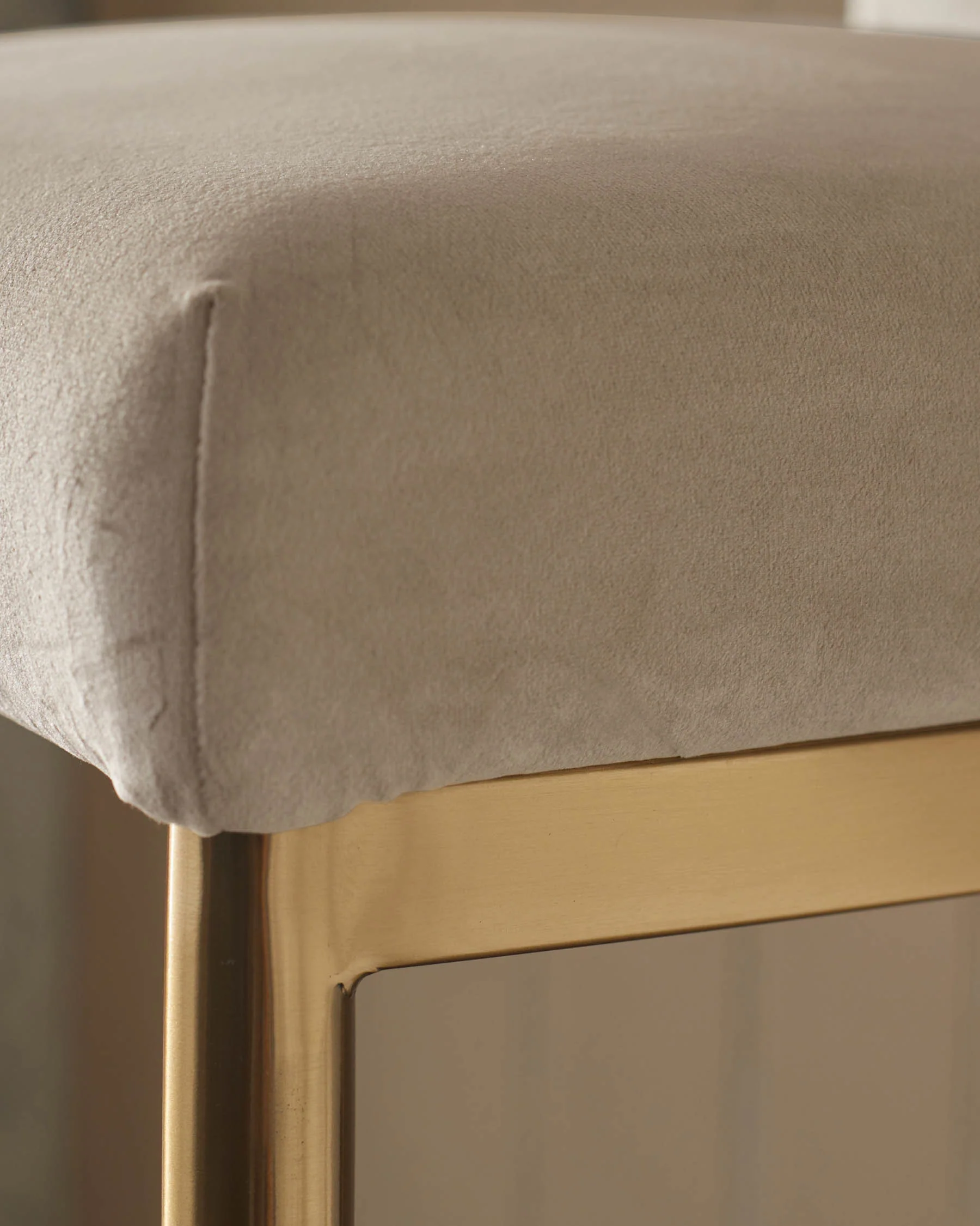 Keira Champagne Velvet And Brass Static Bar stool - Image 5