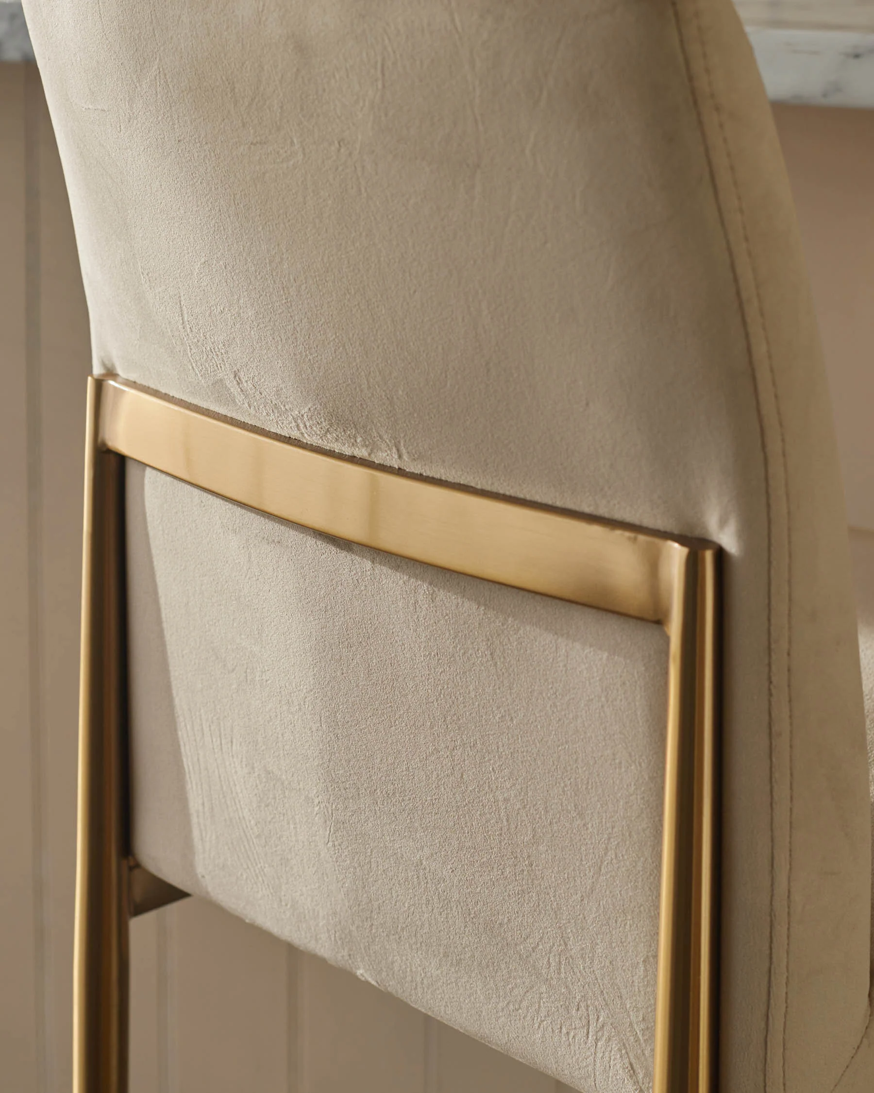 Keira Champagne Velvet And Brass Static Bar stool - Image 6