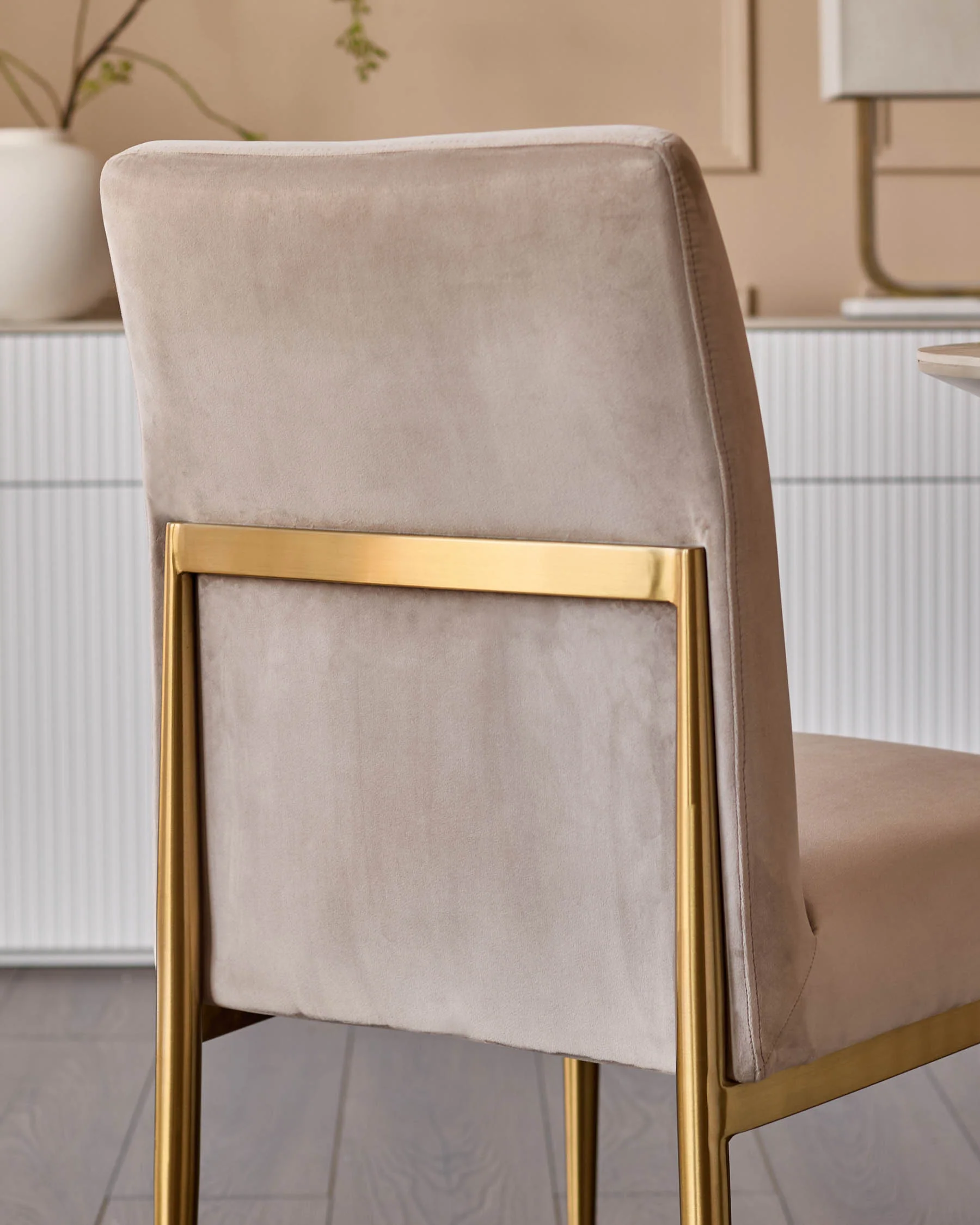 Keira Champagne Velvet Dining Chair - Image 8