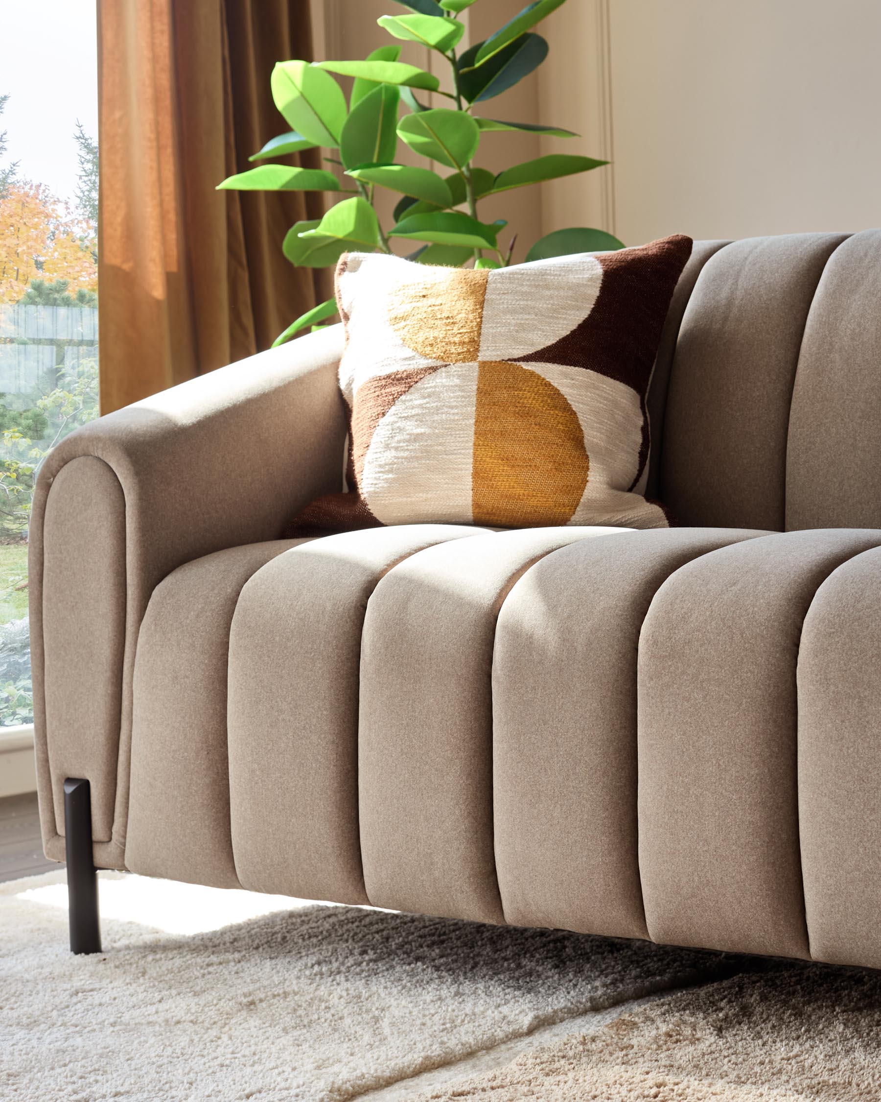 Kendra mocha plush fabric 3 seater sofa - Image 5