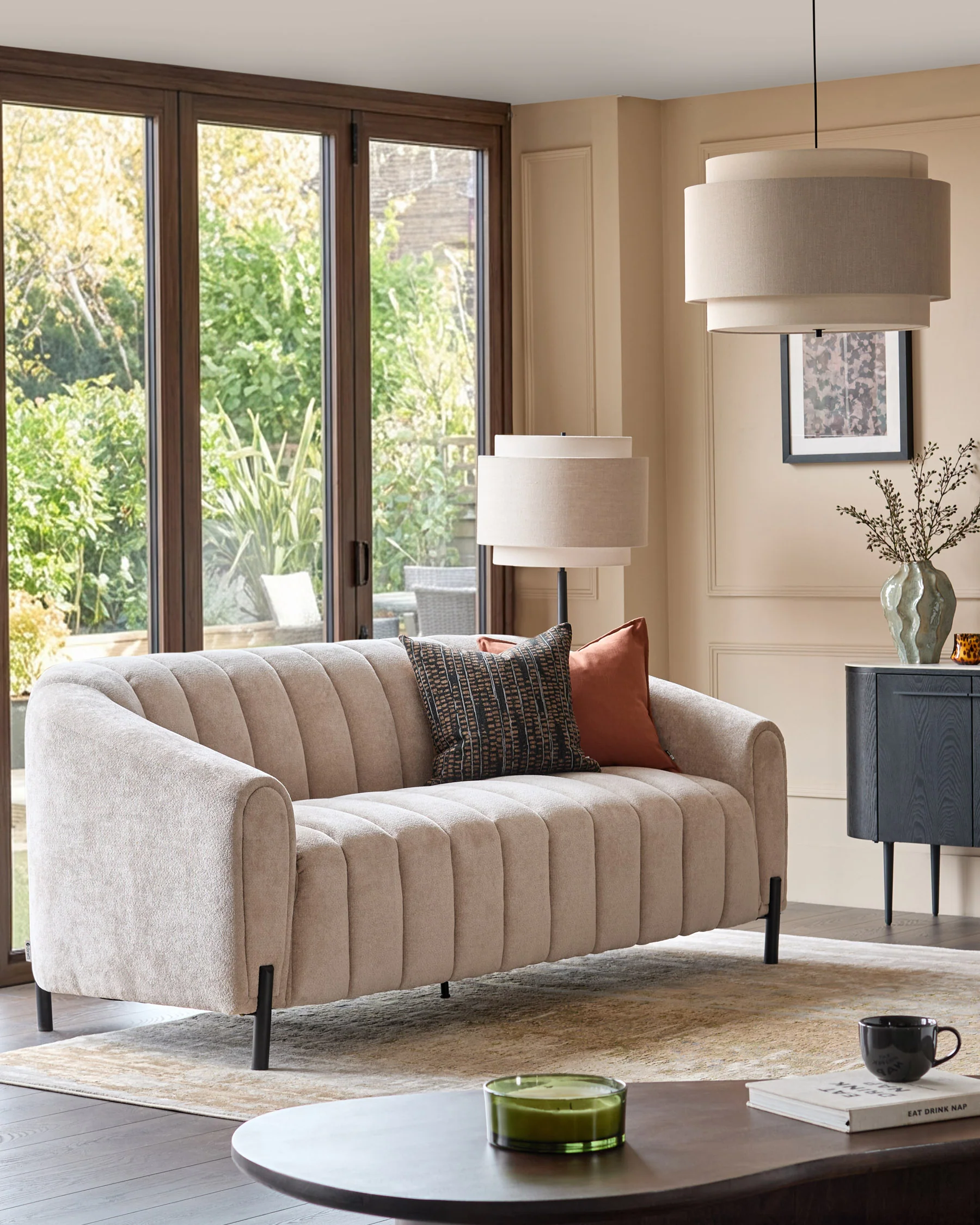 Kendra natural fabric 3 seater sofa - Image 2