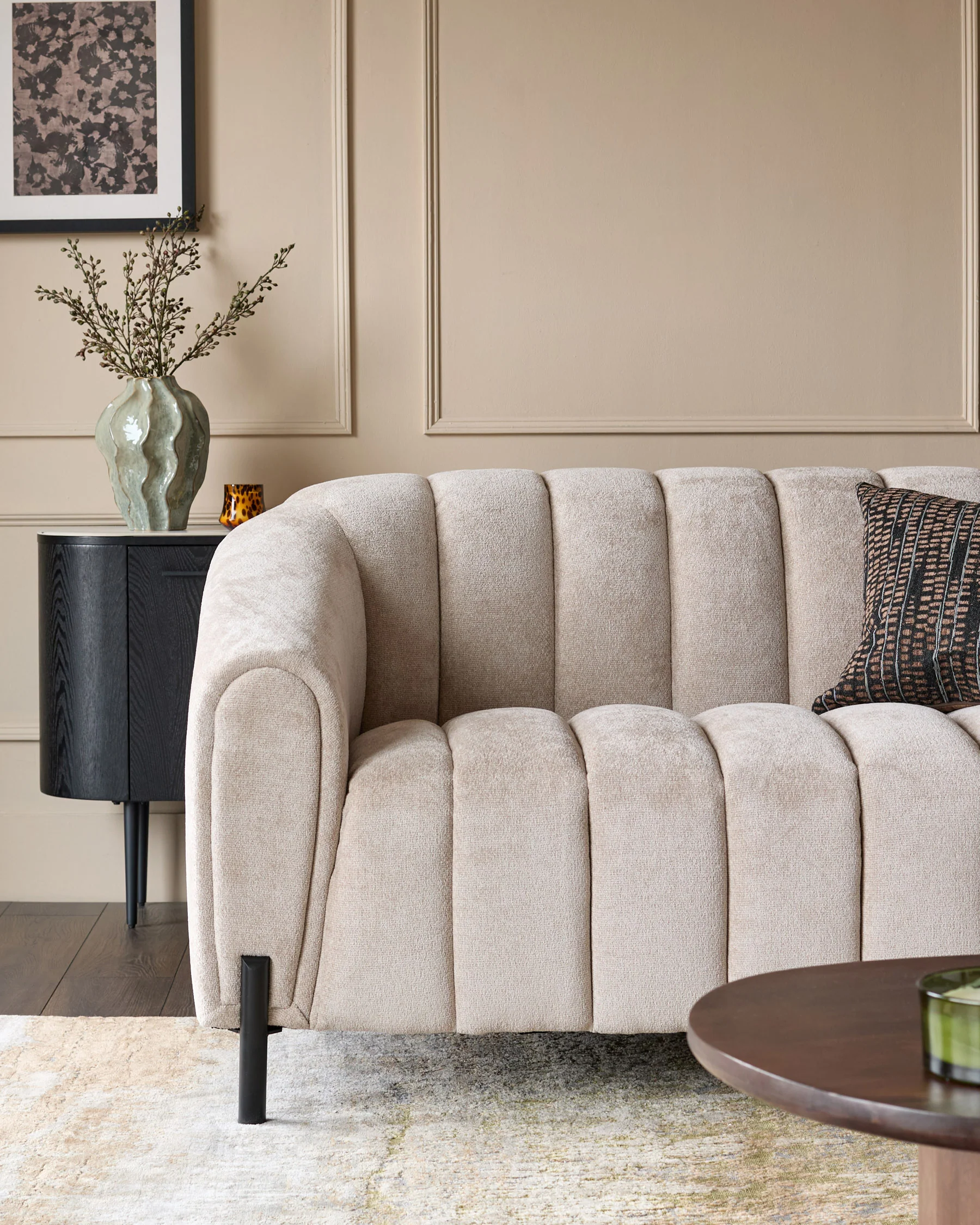 Kendra natural fabric 3 seater sofa - Image 3