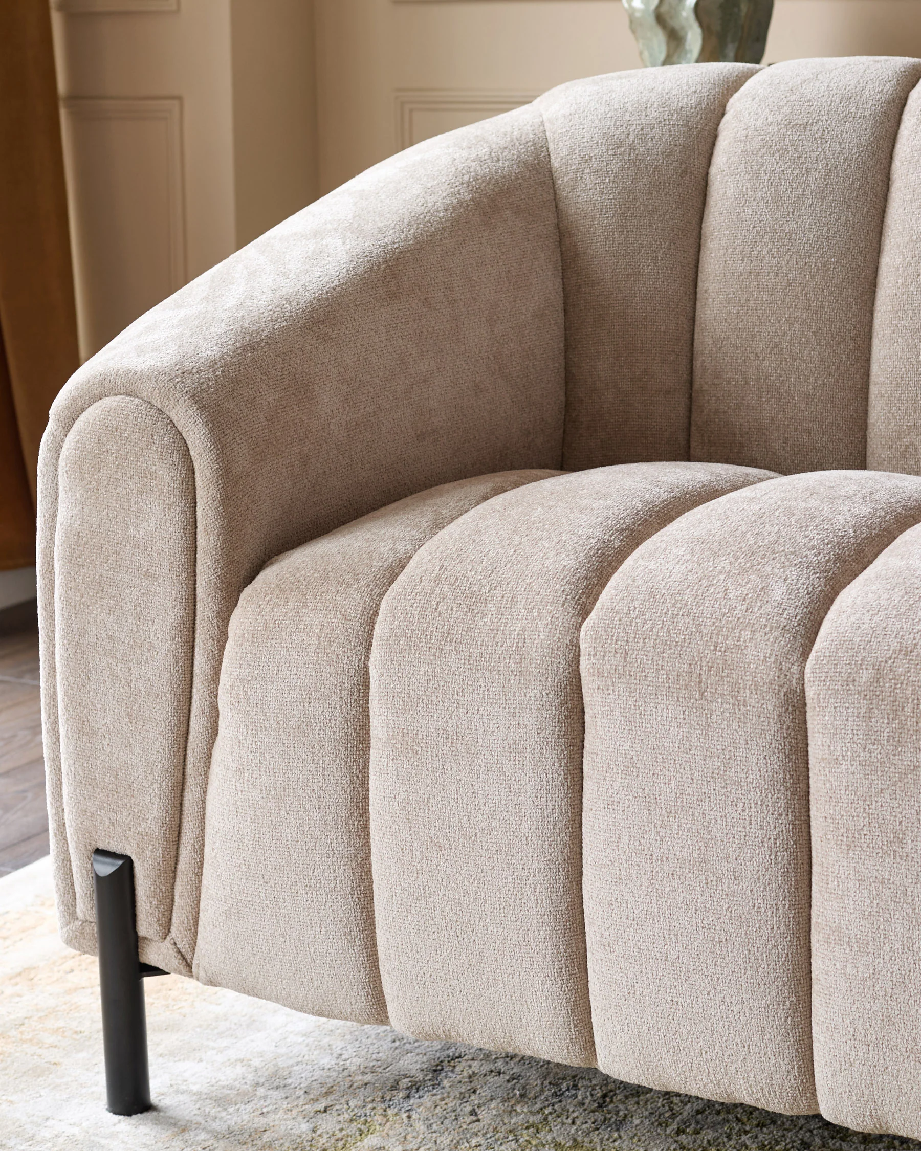 Kendra natural fabric 3 seater sofa - Image 5