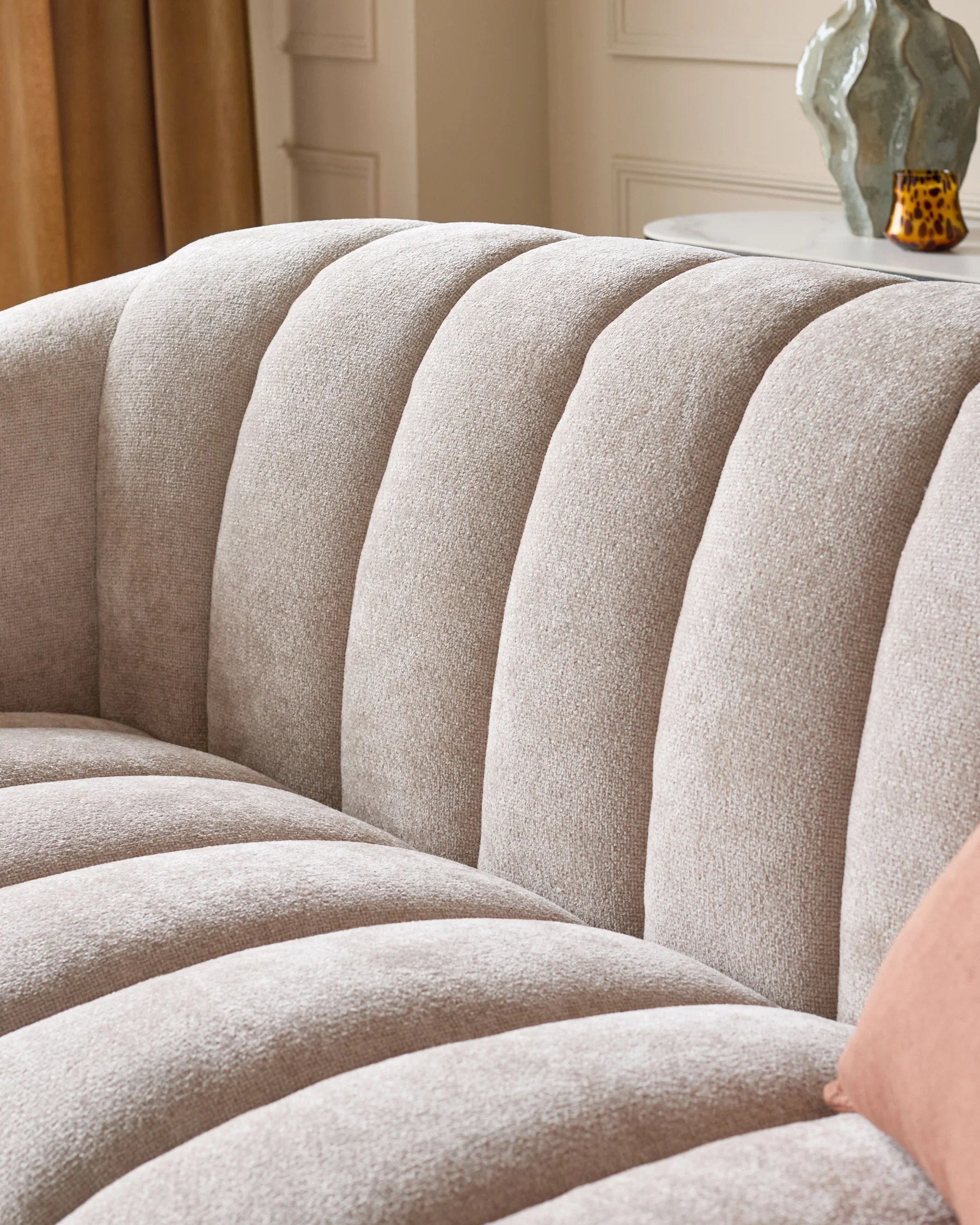 Kendra natural fabric 3 seater sofa - Image 6