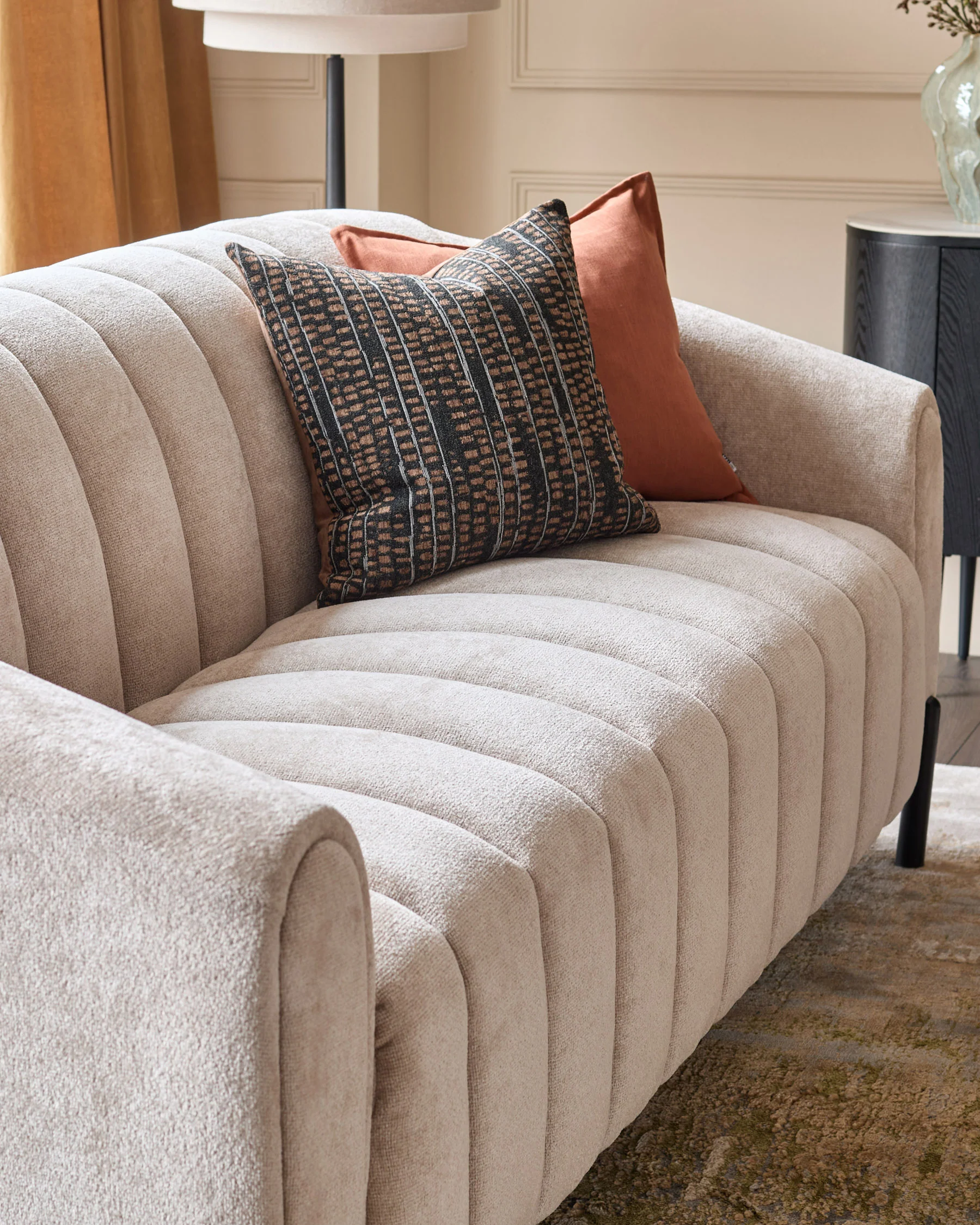 Kendra natural fabric 3 seater sofa - Image 8