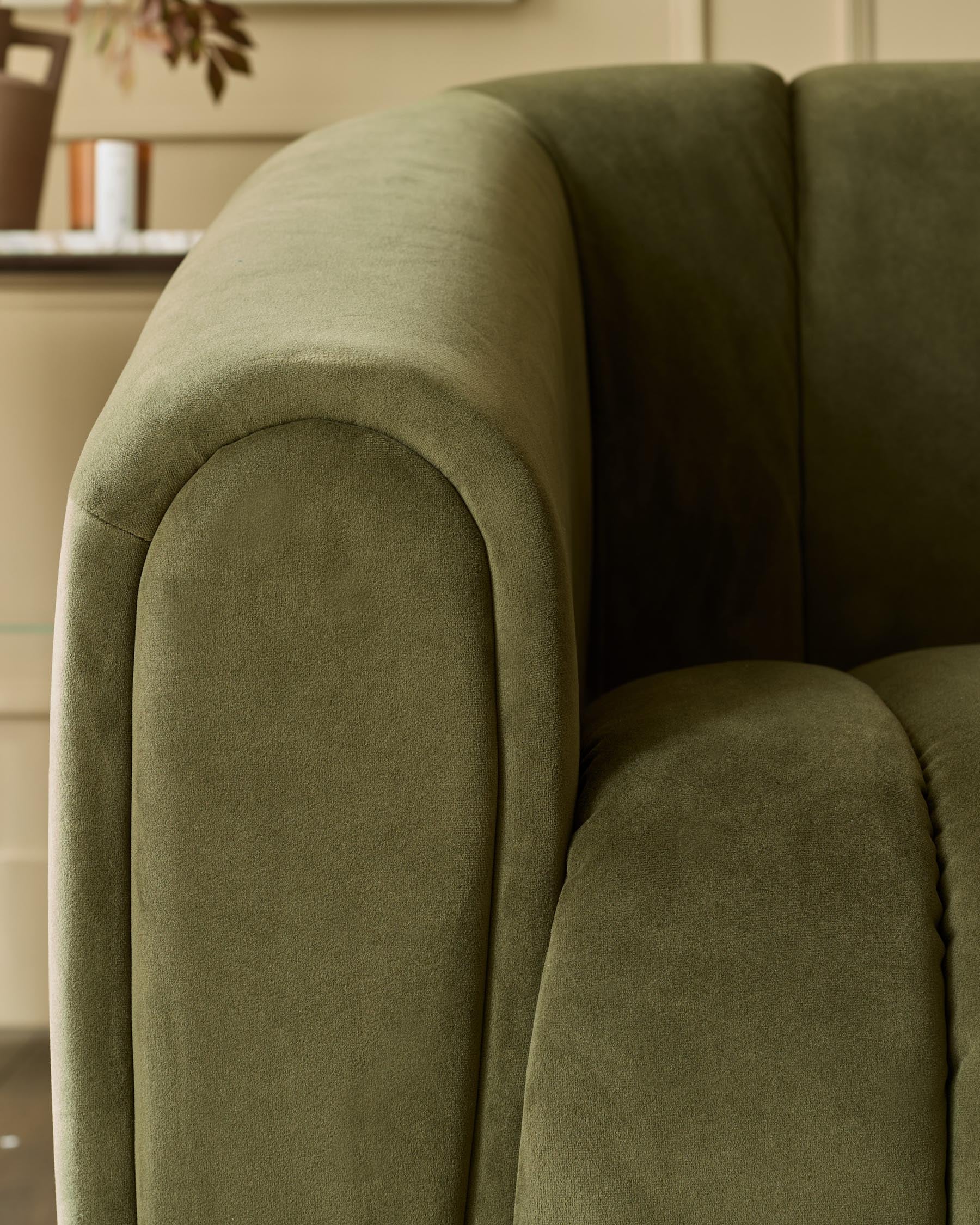 Kendra olive green velvet 3 seater sofa - Image 7