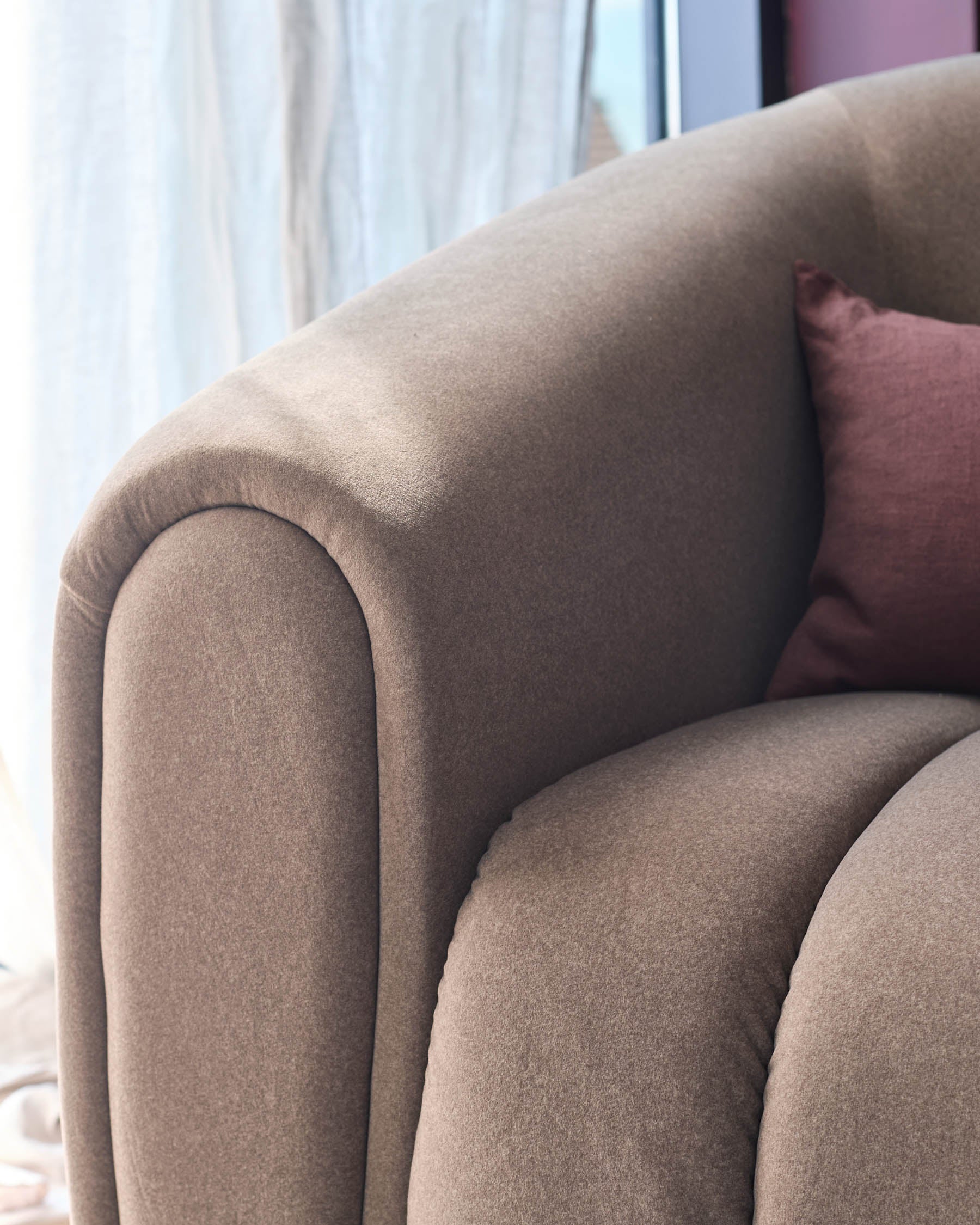 Kendra mocha plush fabric armchair - Image 4