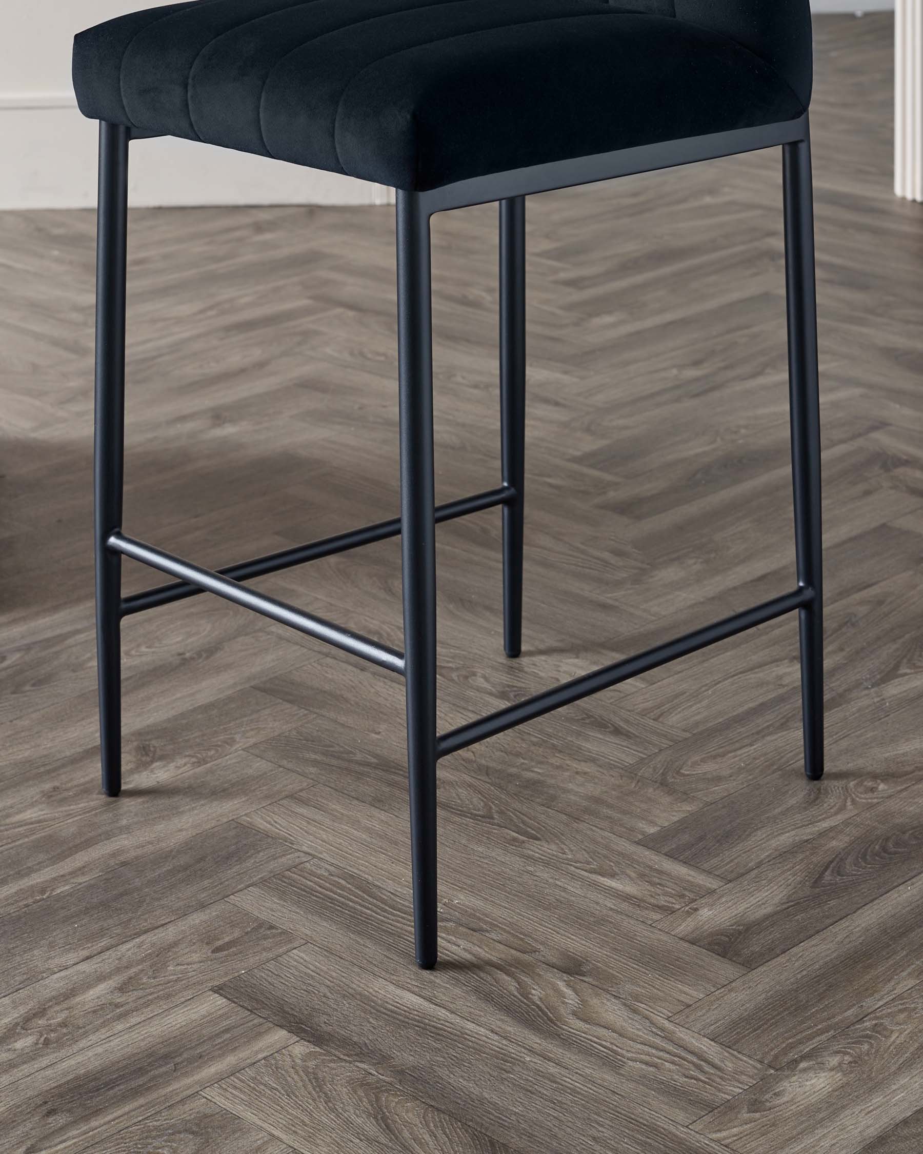 Kendra Black Metal Bar Stool Black Classic Velvet - Image 6