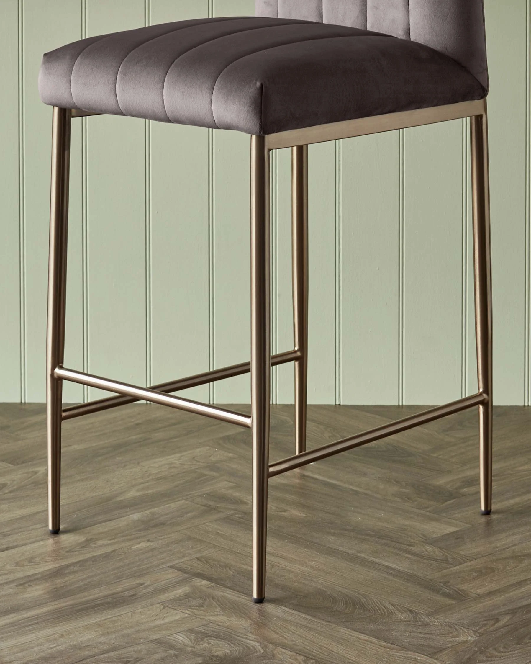 Kendra Brushed Bronze Bar Stool Mocha Velvet - Image 8