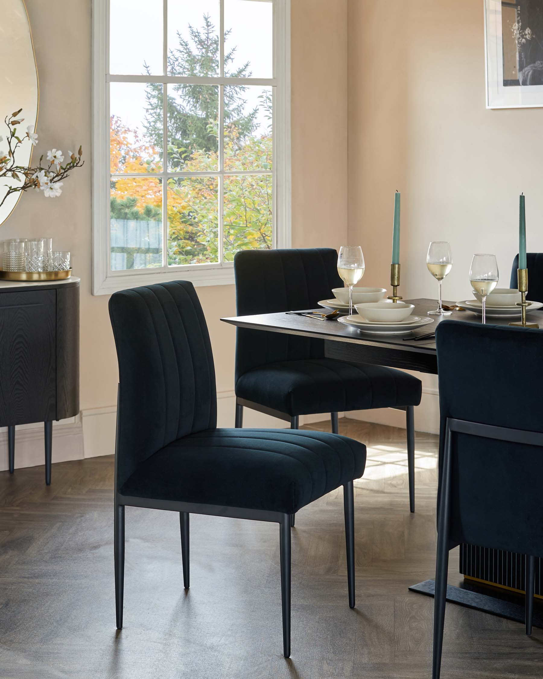 Kendra Black Metal Dining Chair Black Classic Velvet - Image 2