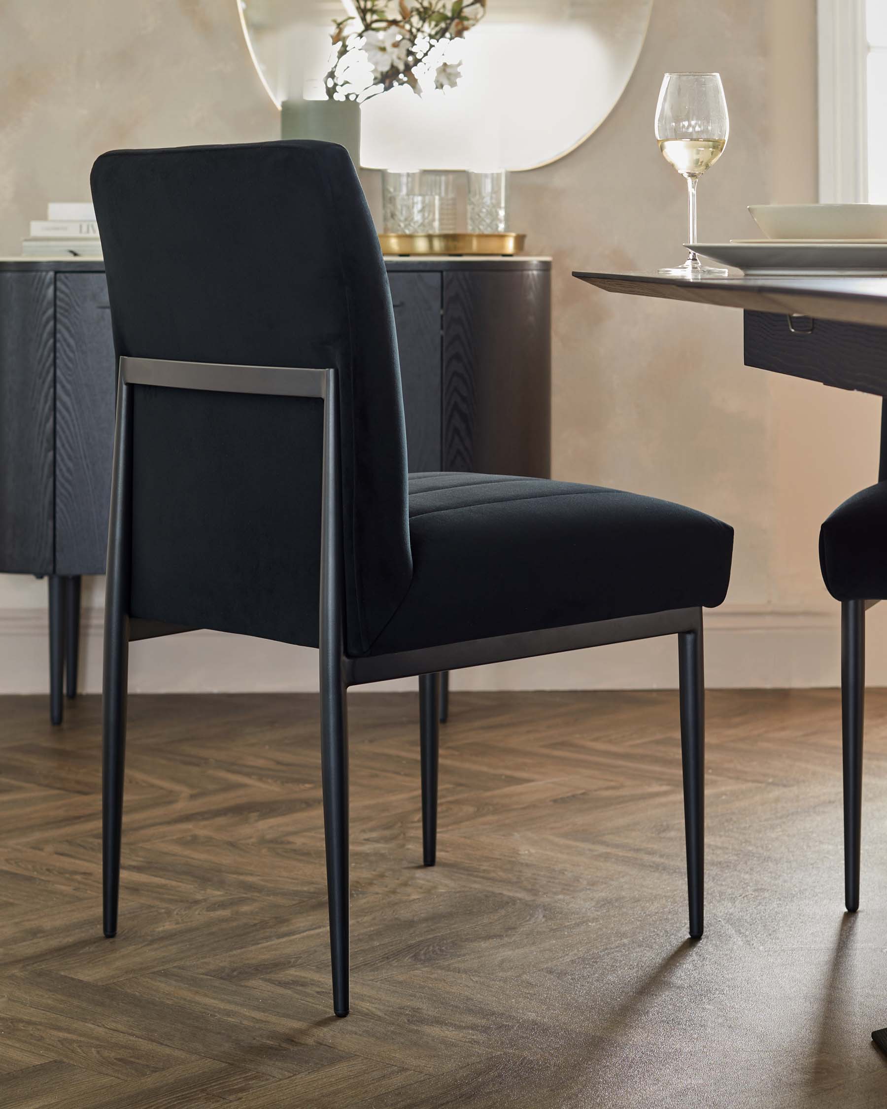 Kendra Black Metal Dining Chair Black Classic Velvet - Image 4
