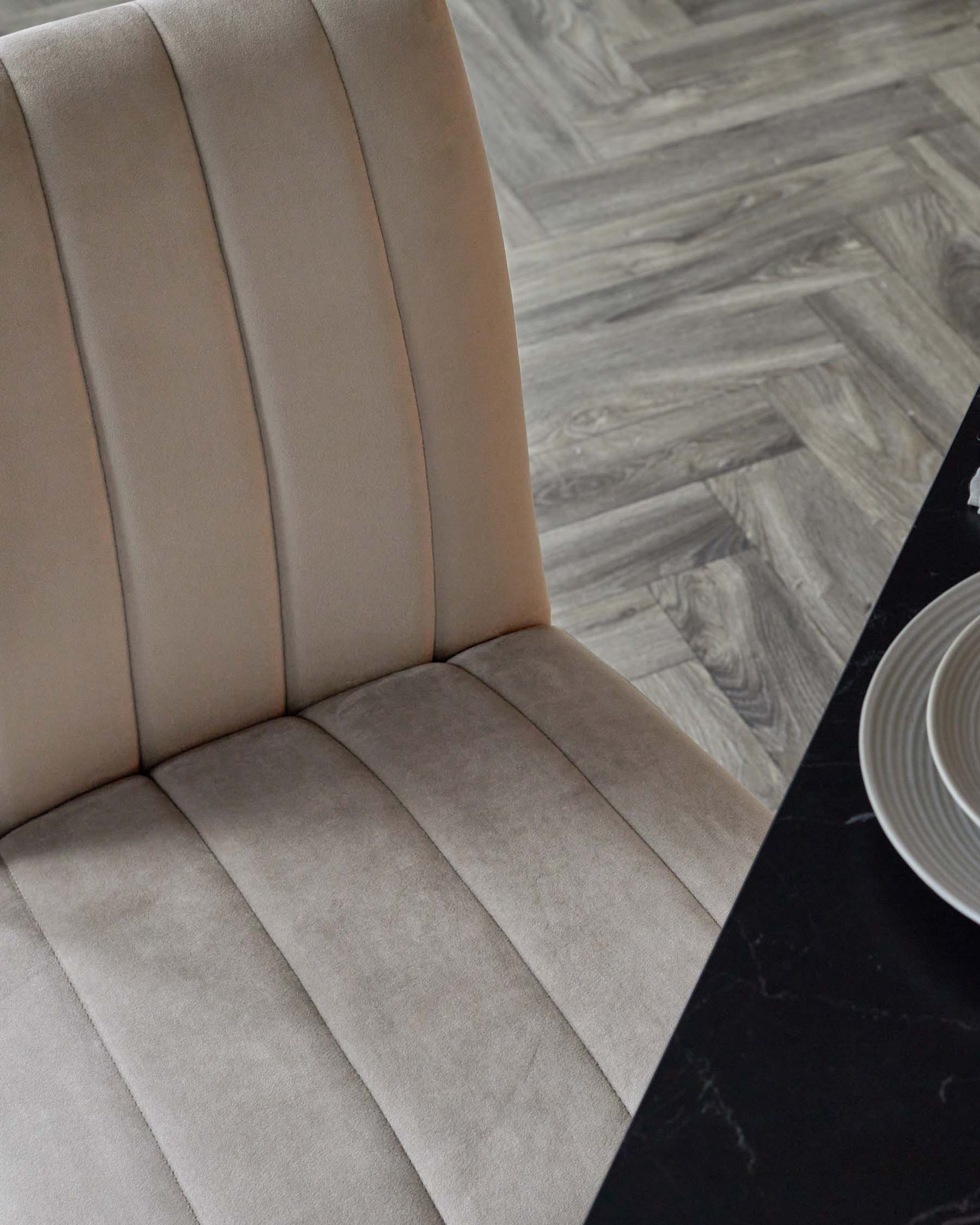Kendra Black Metal Dining Chair Champagne Plush Velvet - Image 7