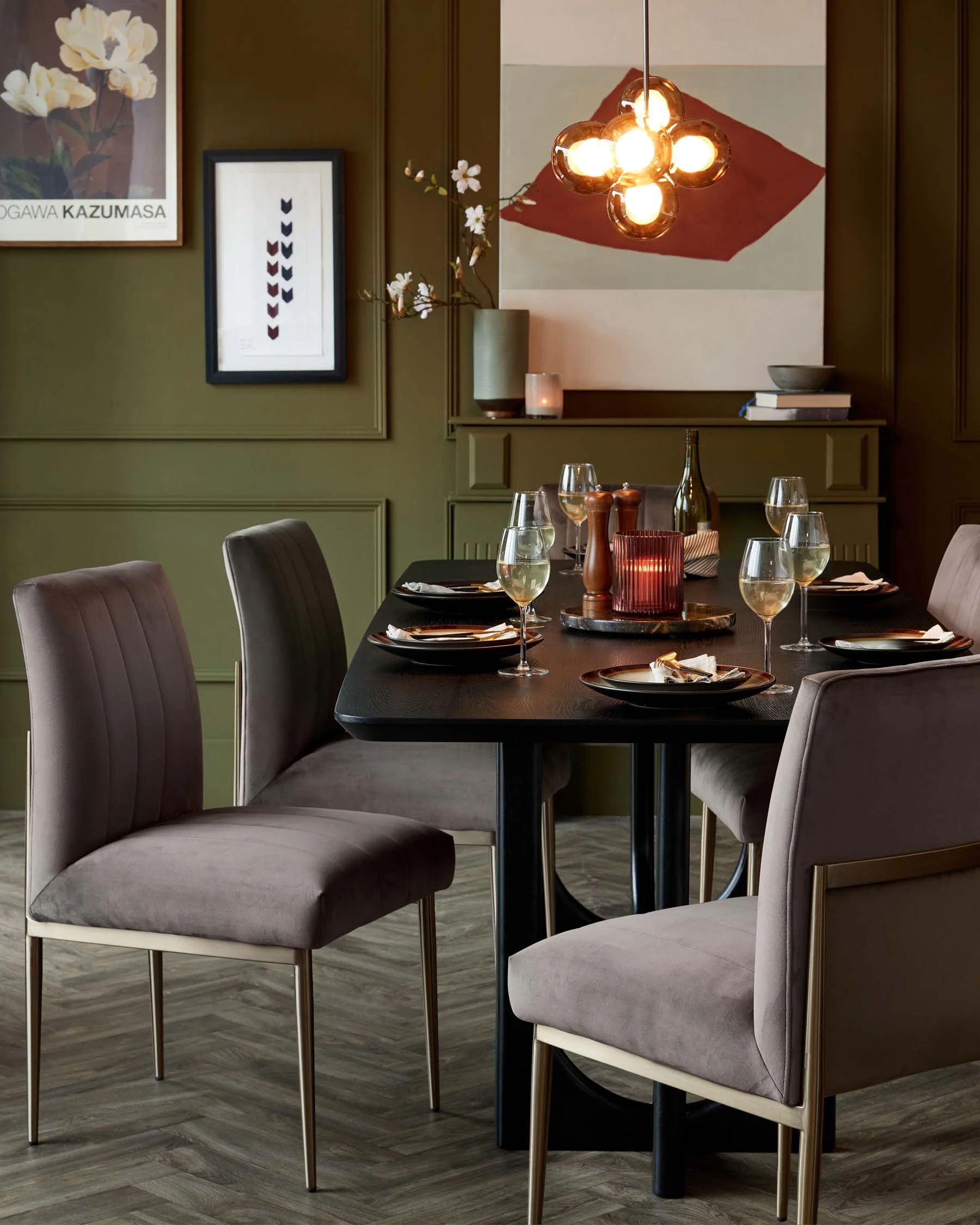 Kendra Brushed Bronze Dining Chair Mocha Velvet - Image 2