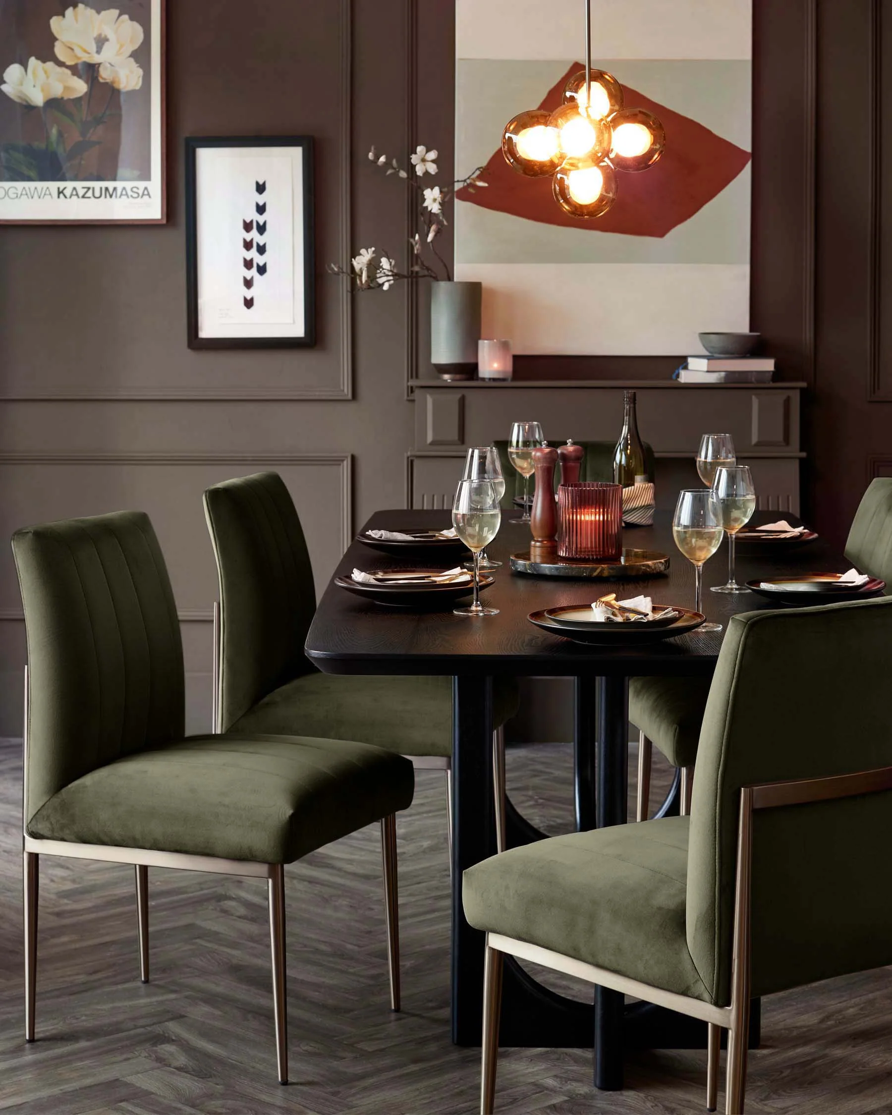 Kendra olive green velvet dining chair - Image 4