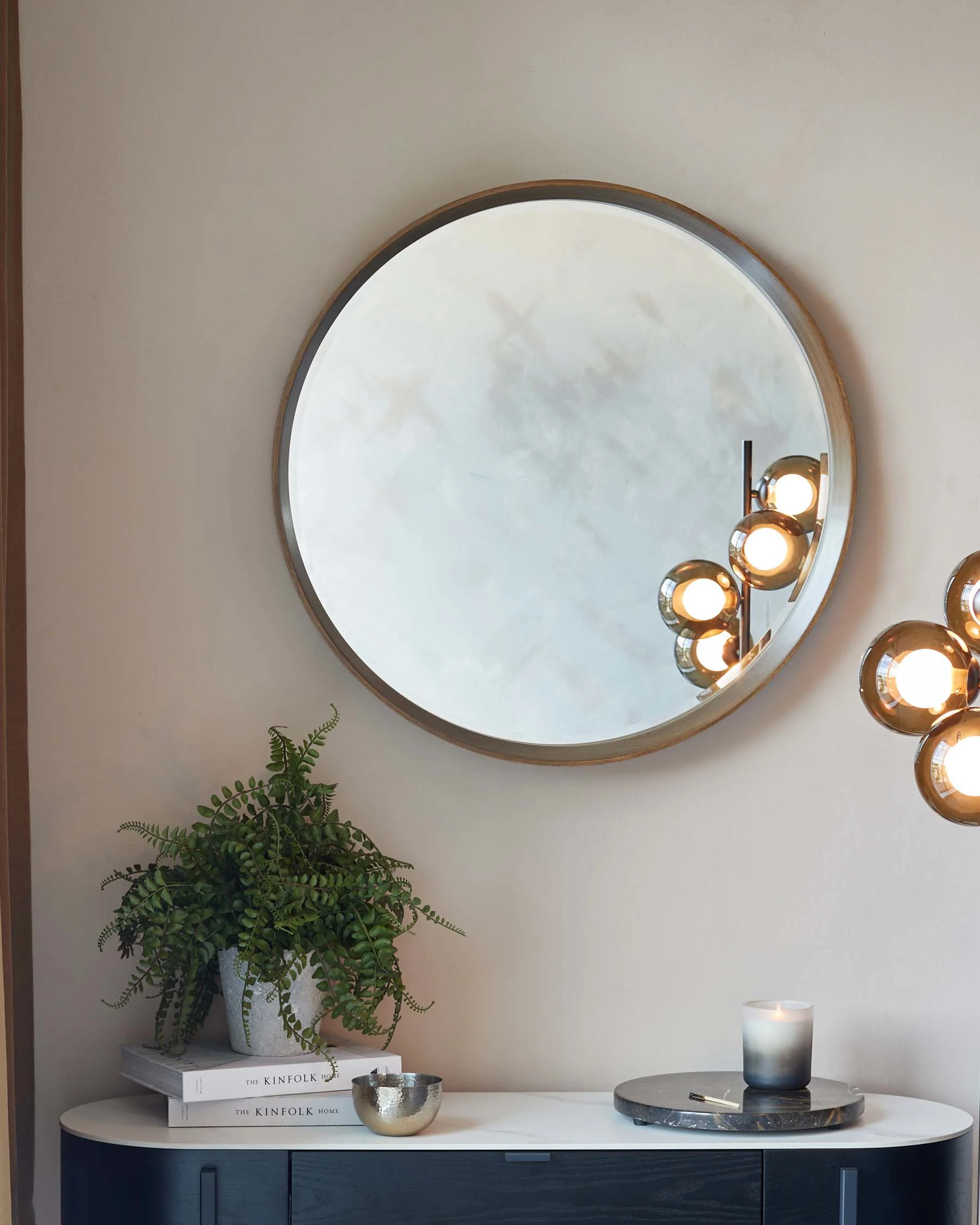 Kendrick Small Round Wall Mirror Walnut - Image 2