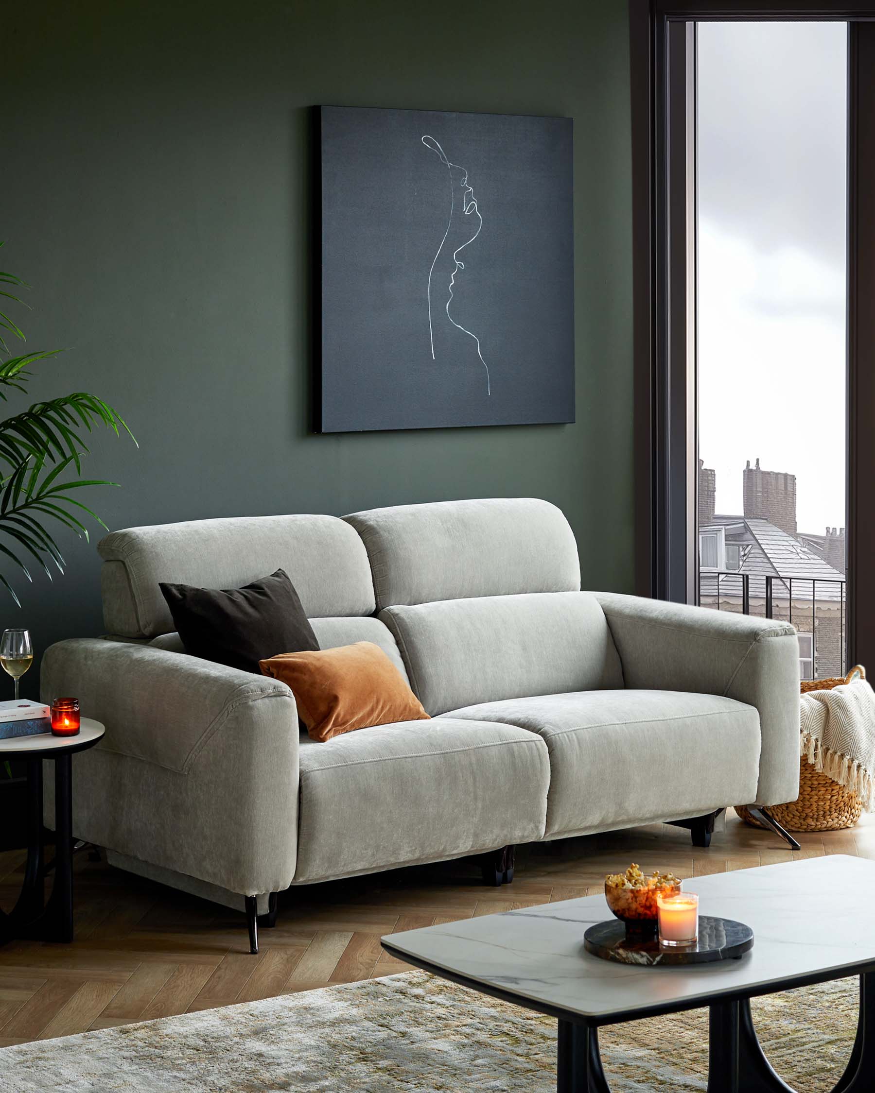Kenzie light grey fabric recliner 2 seater sofa - Image 3