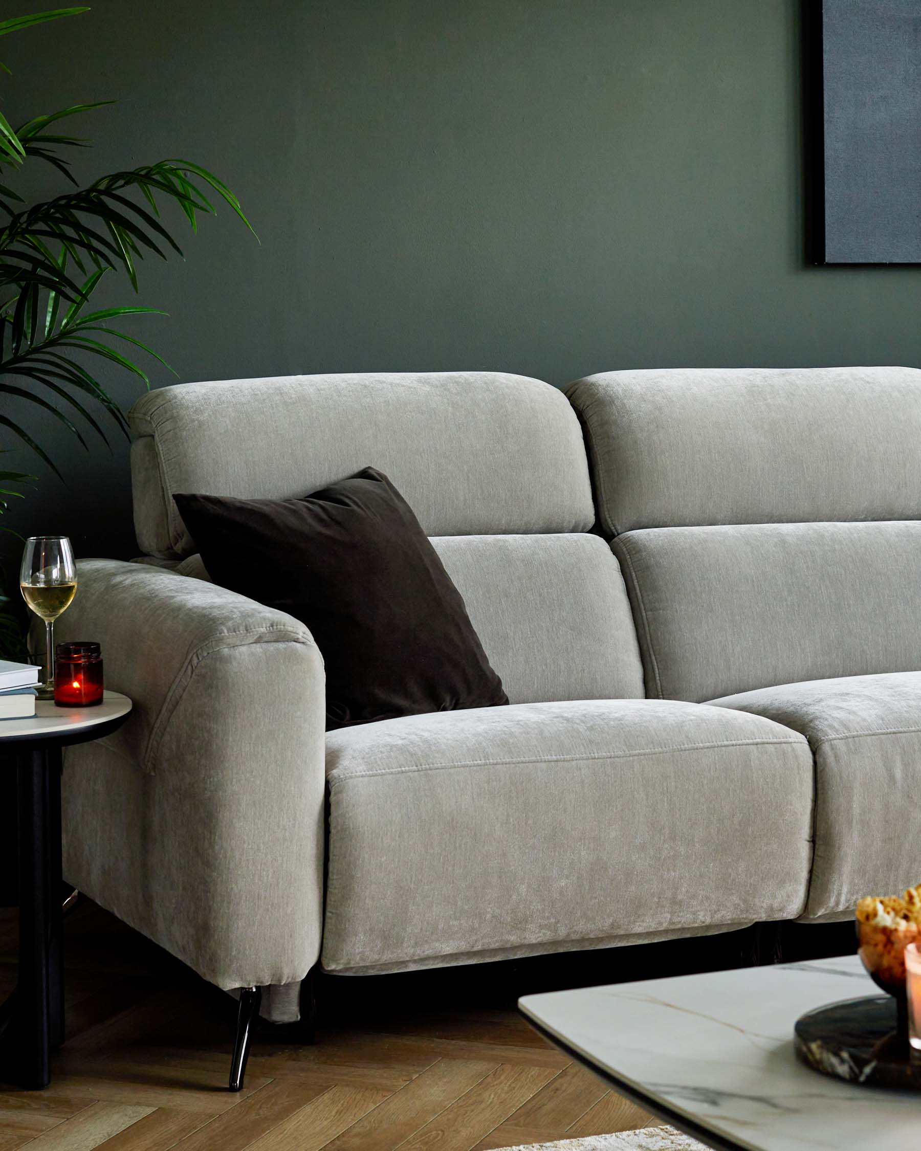Kenzie light grey fabric recliner 3 seater sofa - Image 4