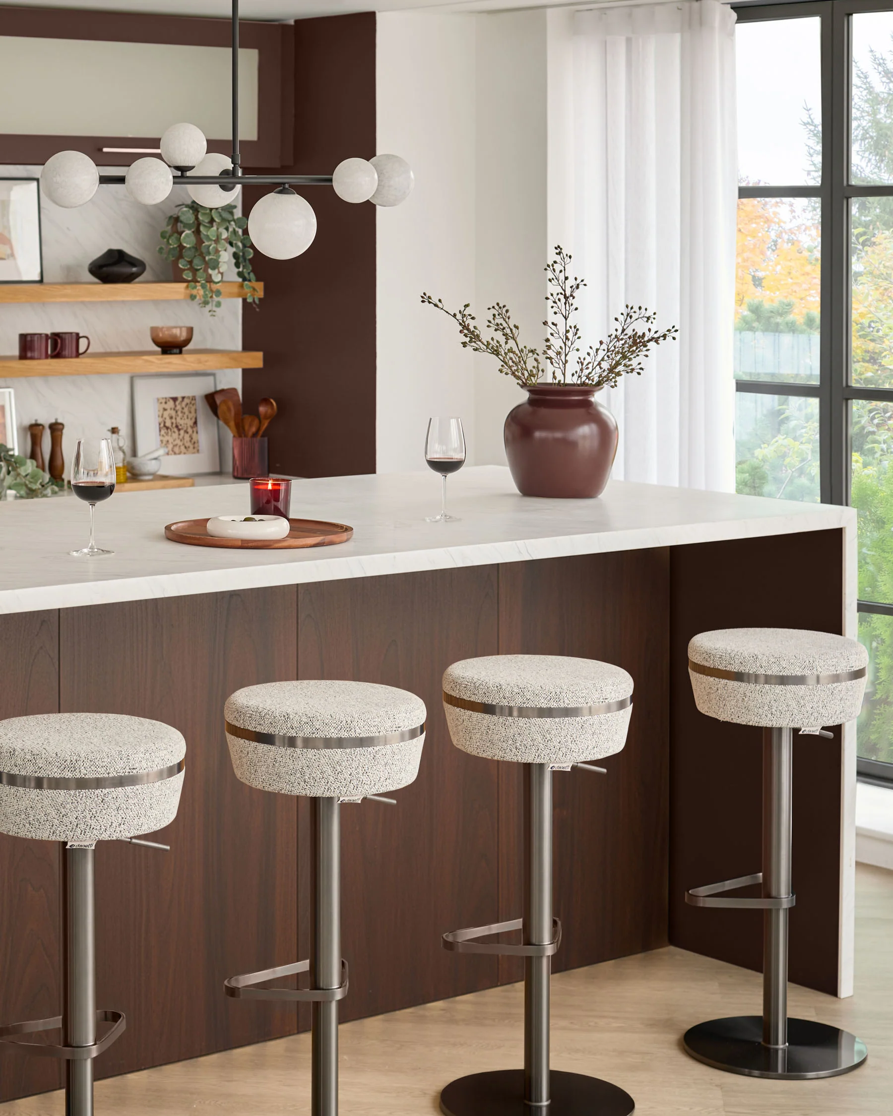 Kian grey fabric gas lift bar stool - Image 2