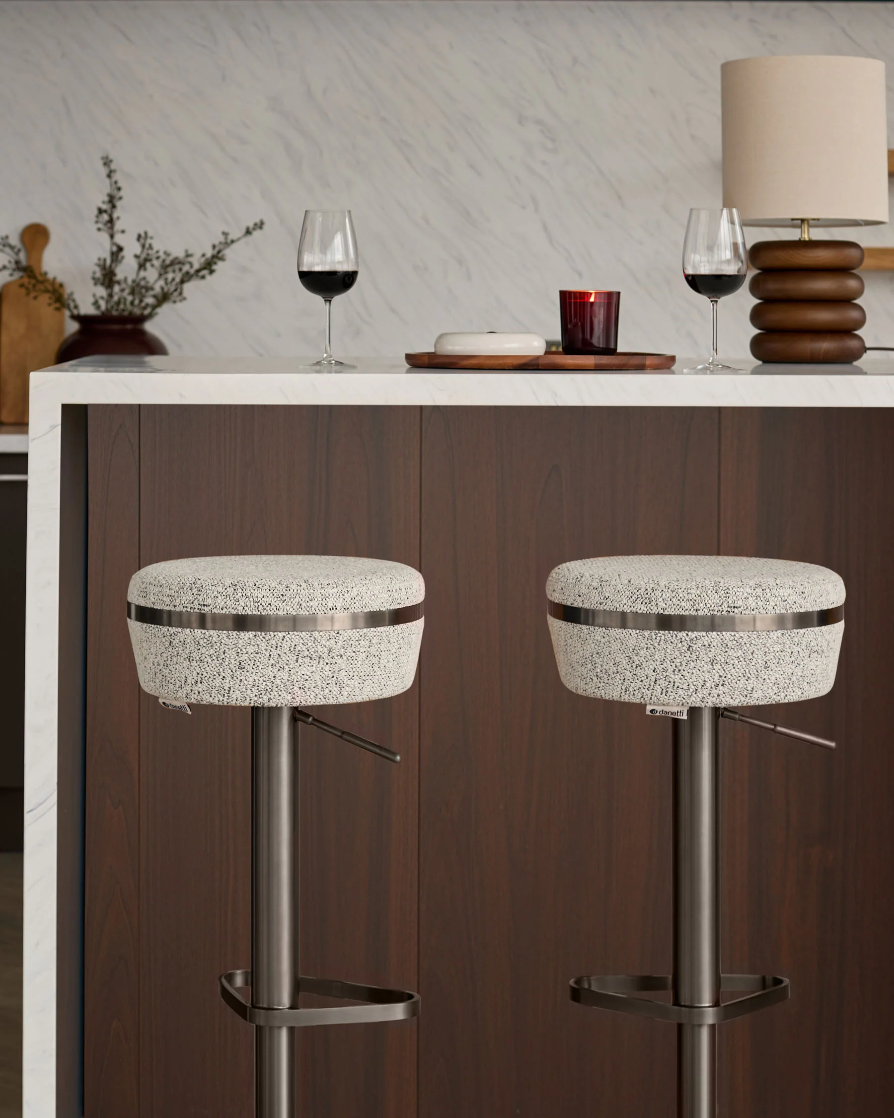 Kian grey fabric gas lift bar stool - Image 4