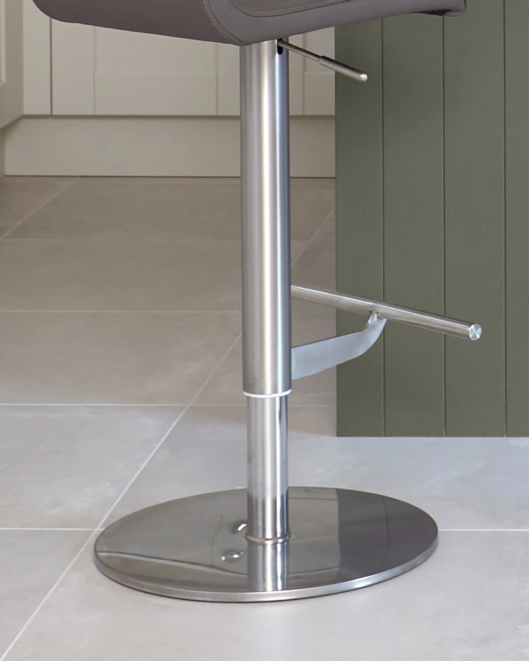 Kiki Dark Grey Leather Gas Lift Bar Stool - Image 4