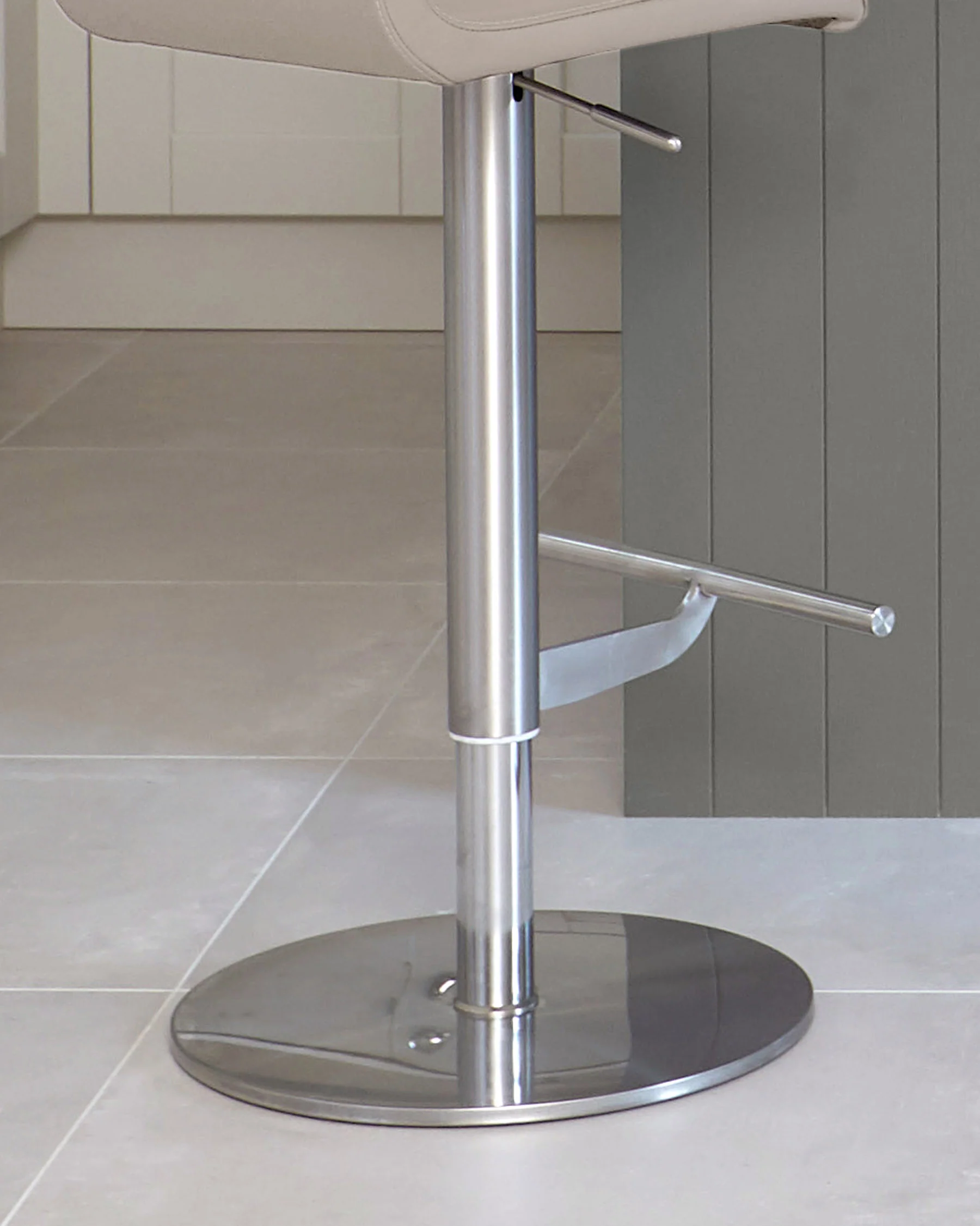 Kiki Light Grey Leather Gas Lift Bar Stool - Image 4