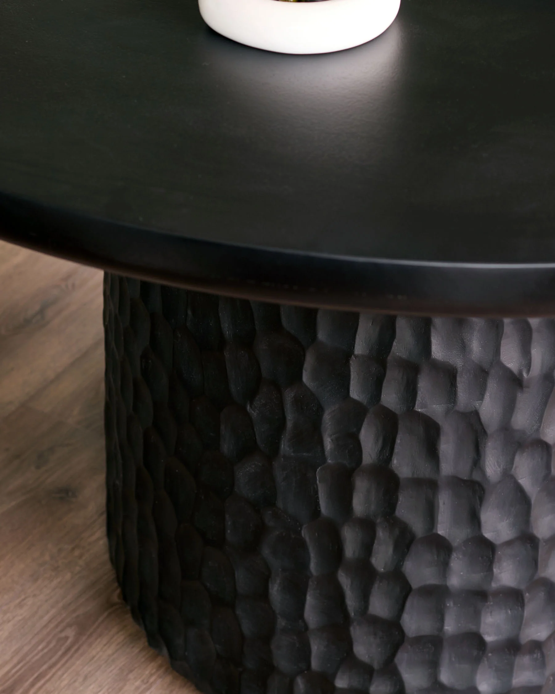Knox black wood 6 seater round dining table - Image 7