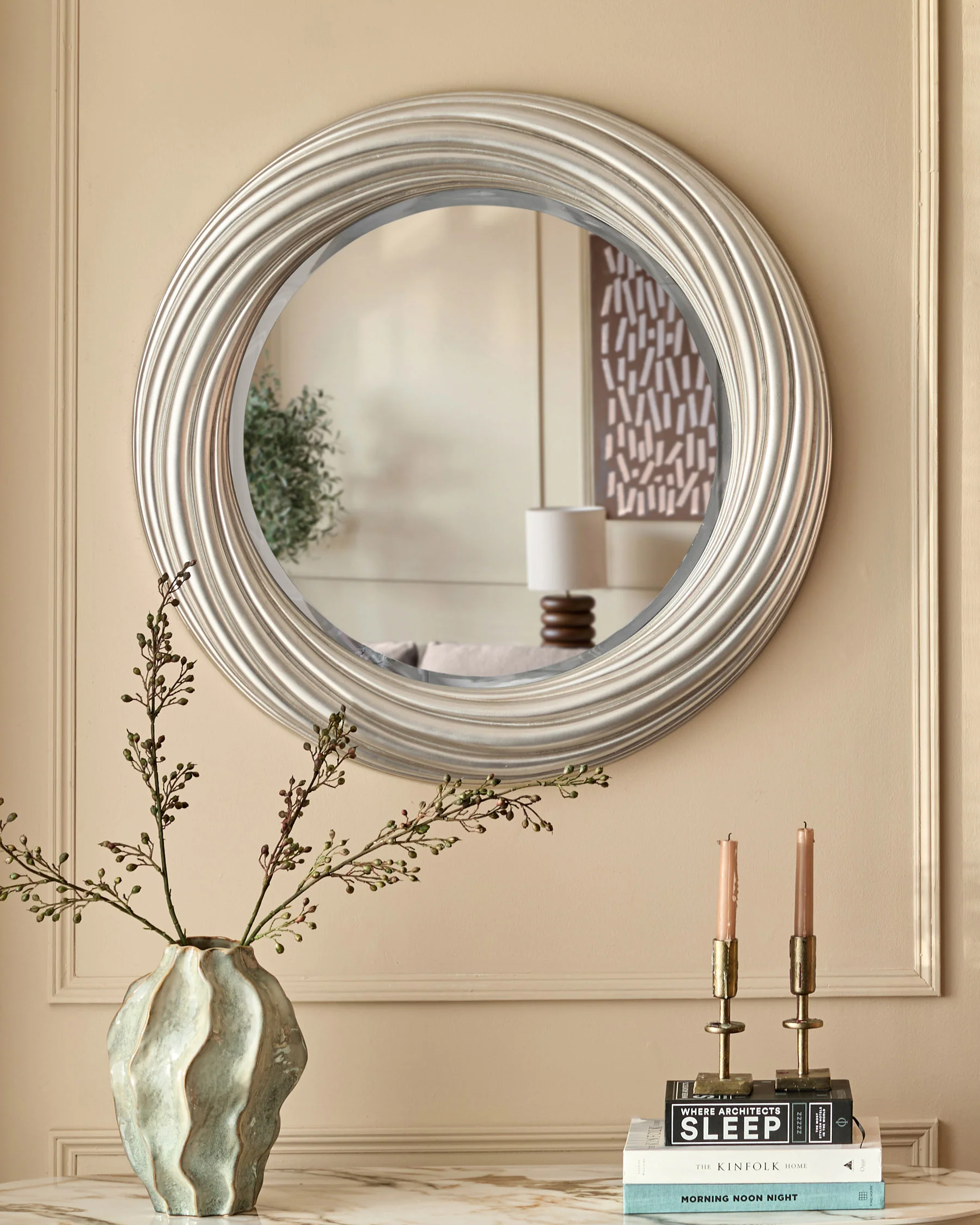 Kyla silver round mirror - Image 2