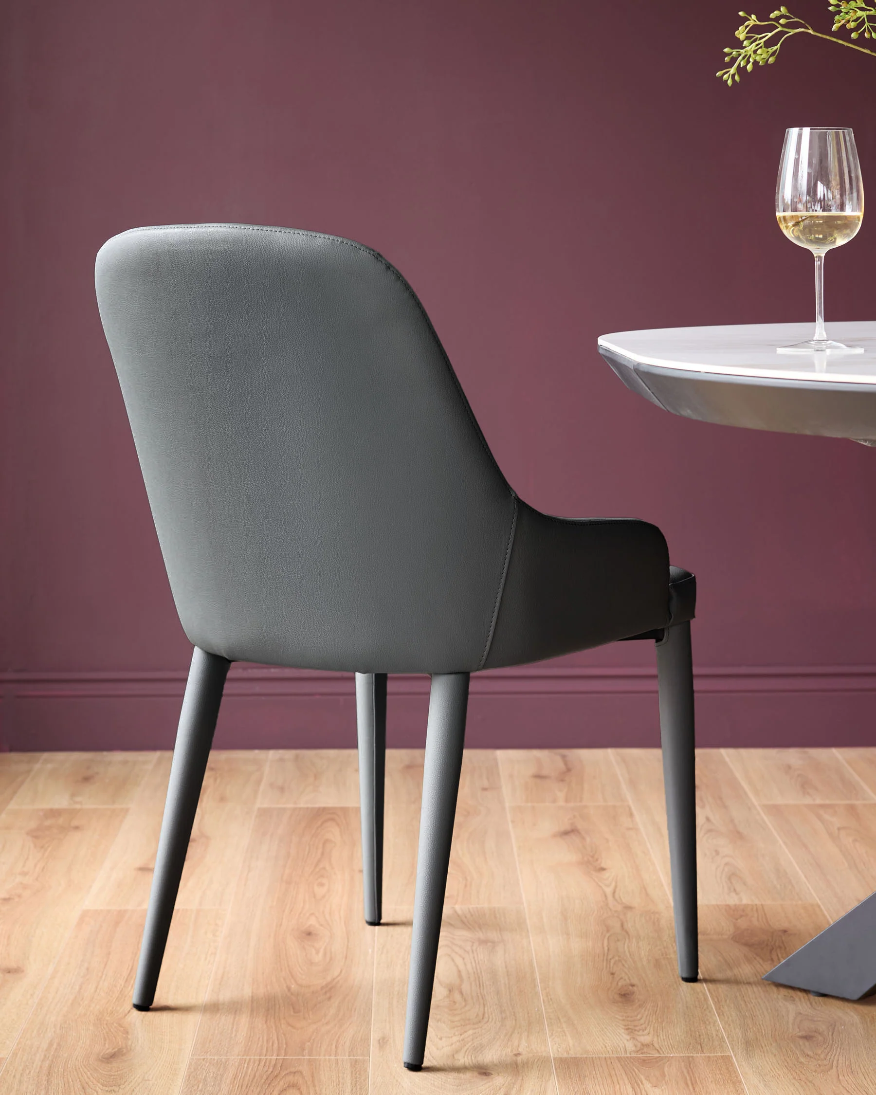Kyro Dark Grey Faux Leather Dining Chair - Image 3
